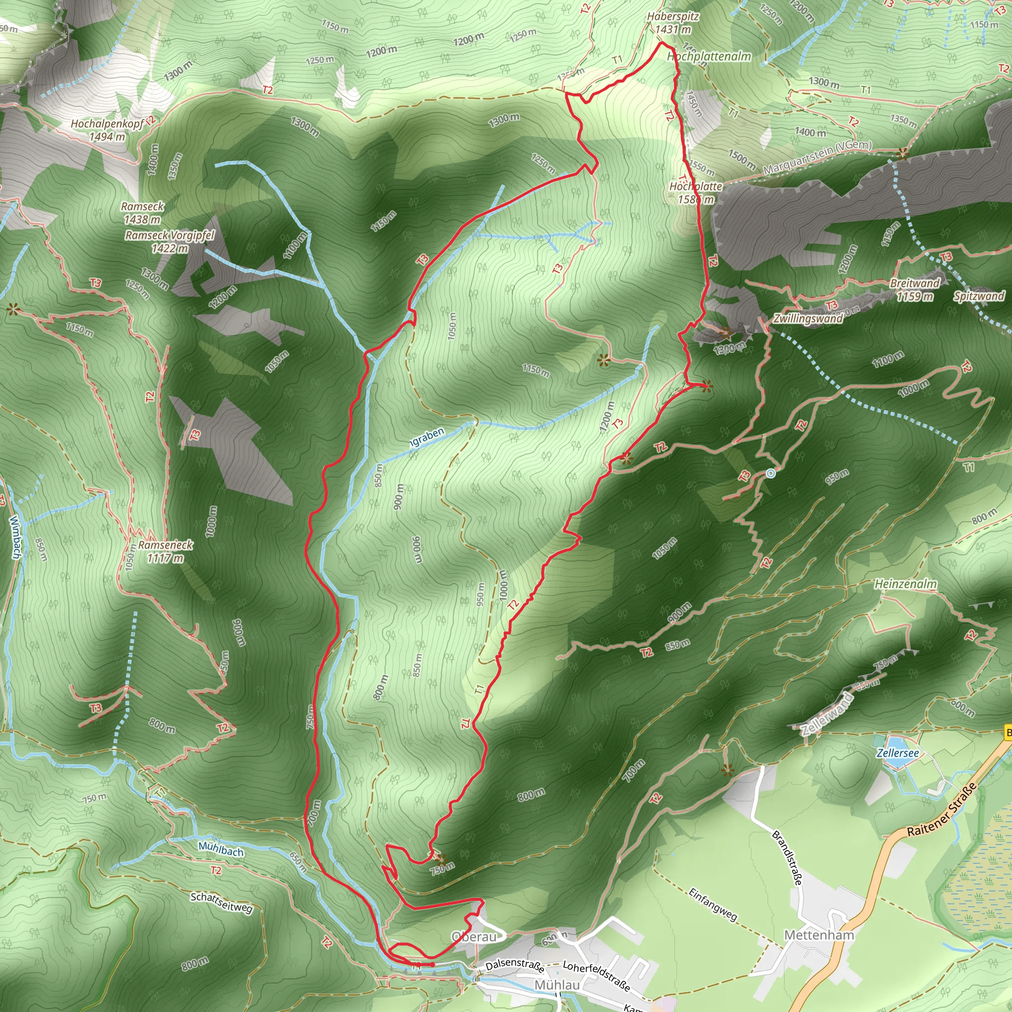 Hochplatte via Ramsen Rundweg mobile static map