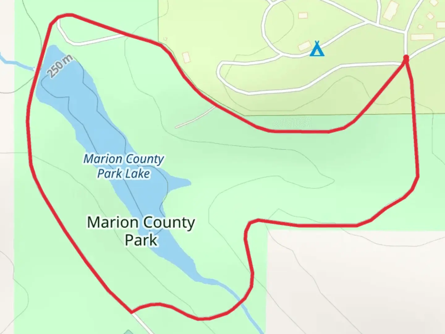 An image depicting the trail Marion County Park Lake Loop and its surrounding area.