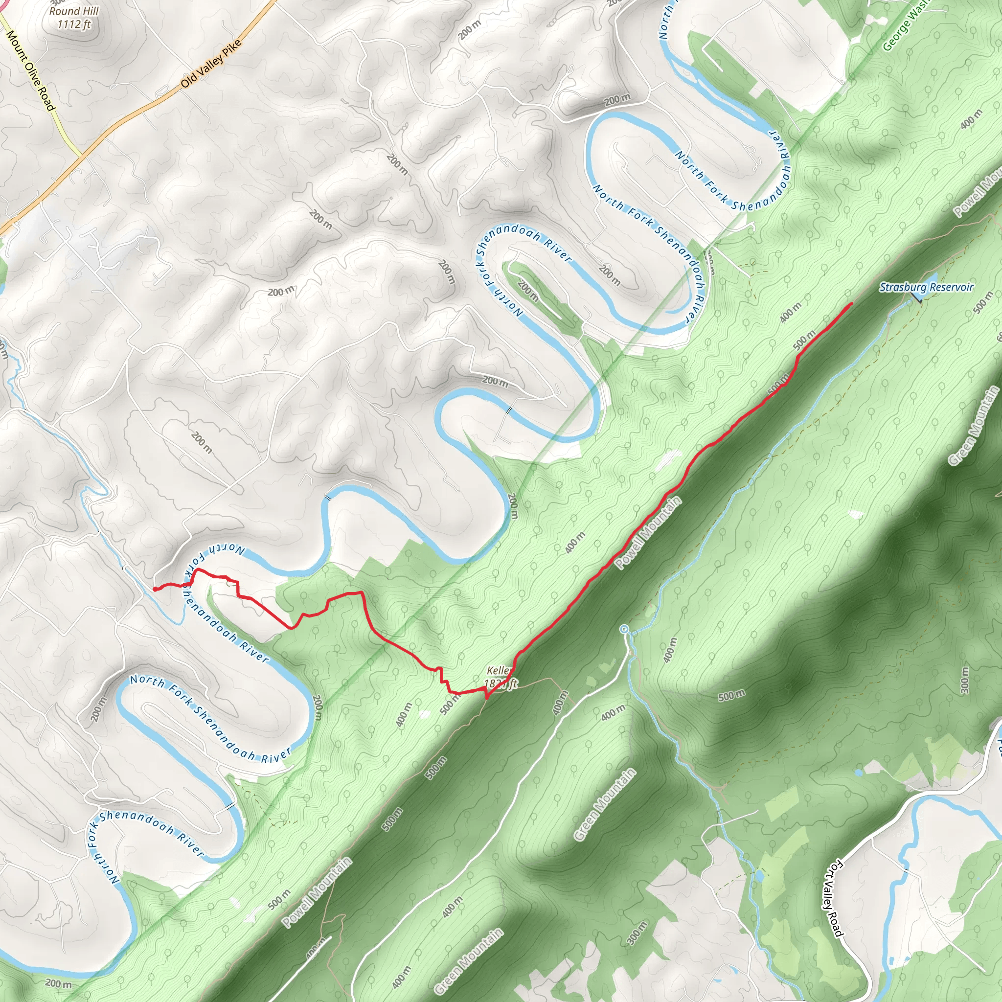 Keller and Tuscarora-Doll Ridge Trail mobile static map