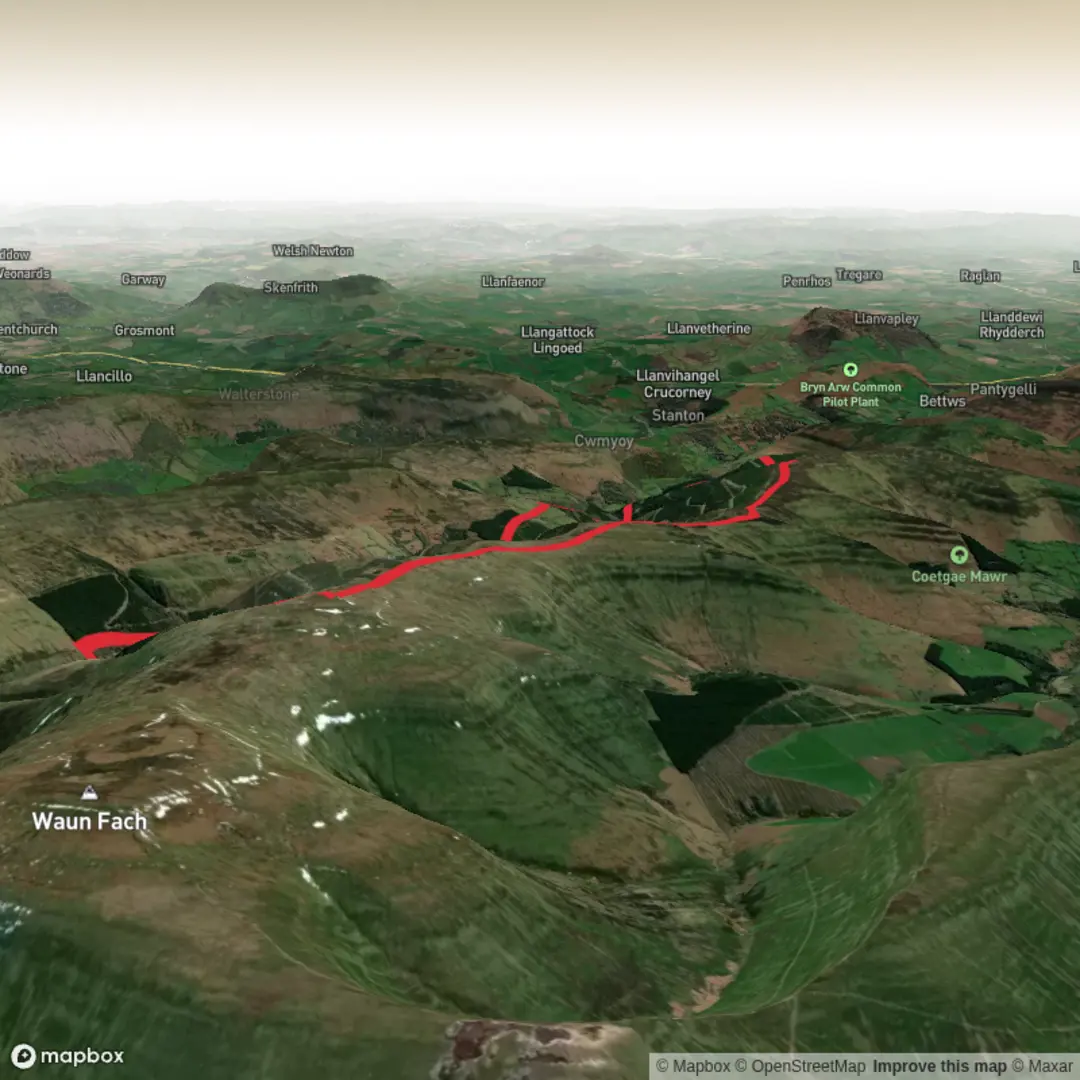 An image depicting the trail Grwyne Fawr loop short and its surrounding area.