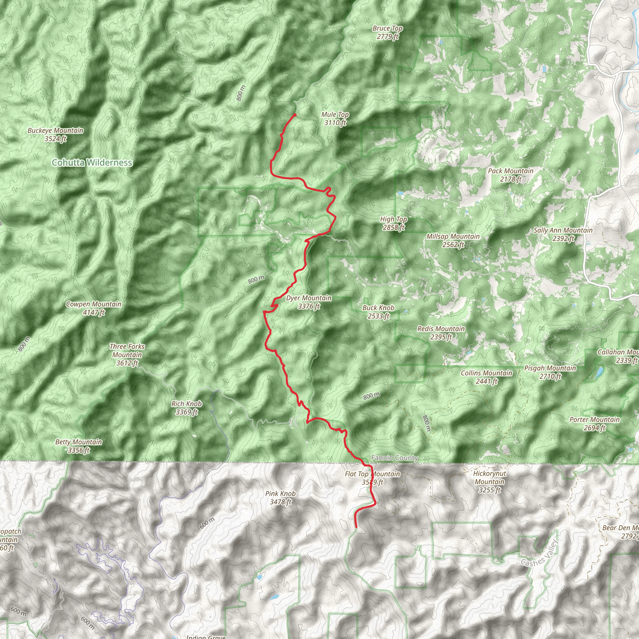 Flat Top Mountain via Jack's River mobile static map