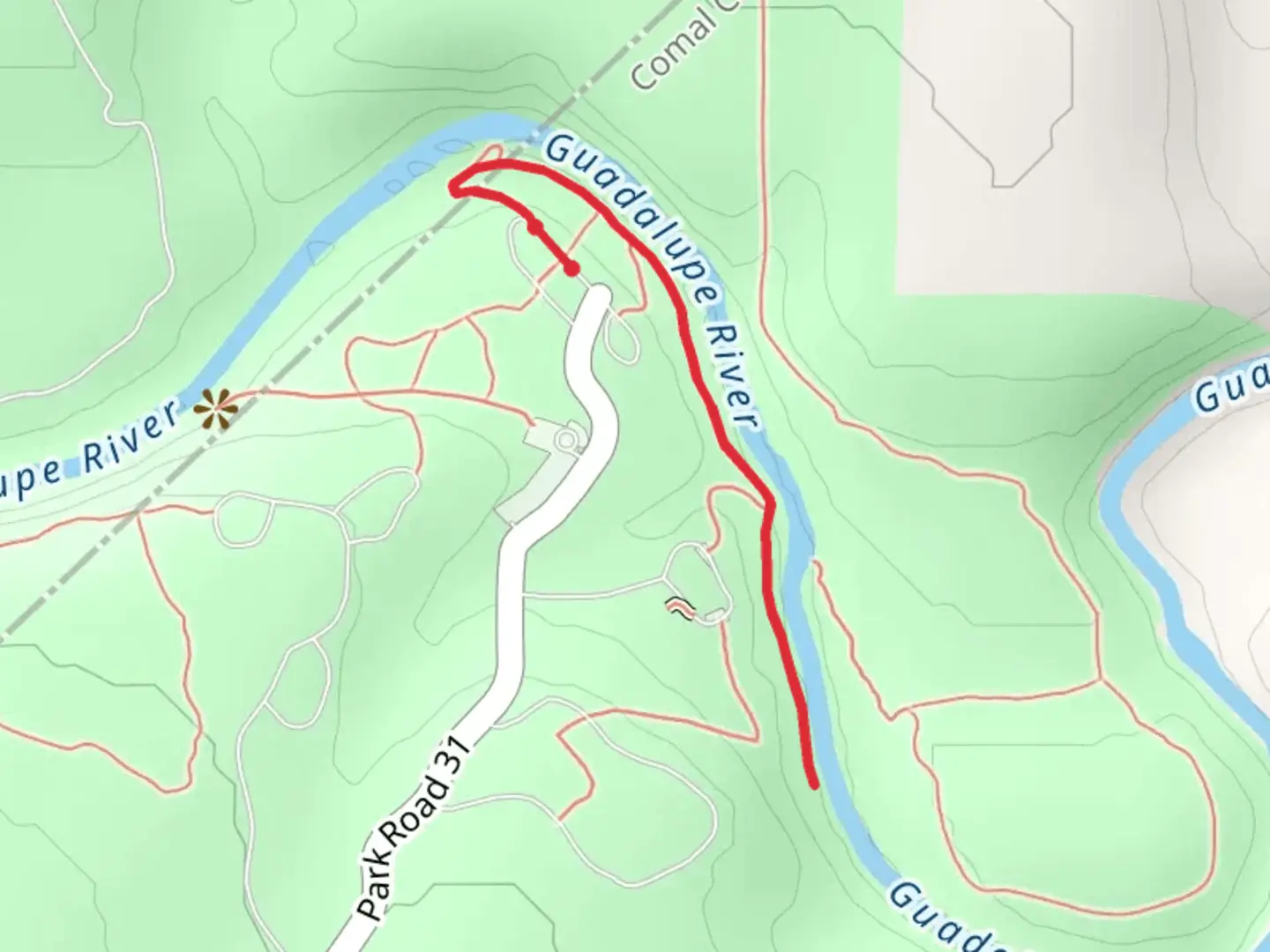 An image depicting the trail Guadalupe River and its surrounding area.
