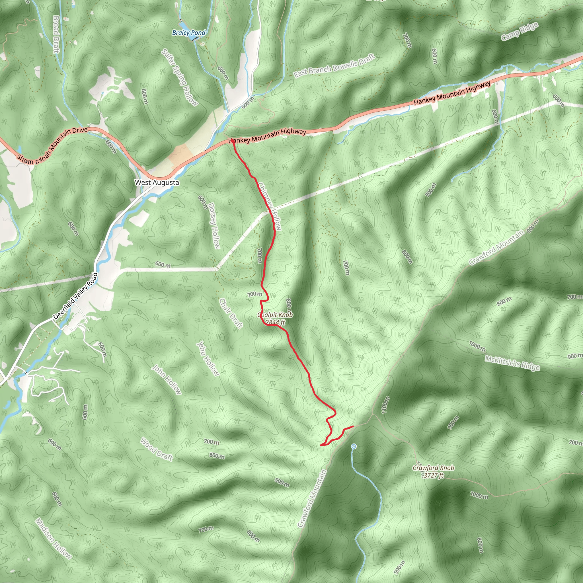 Chimney Hollow Trail mobile static map