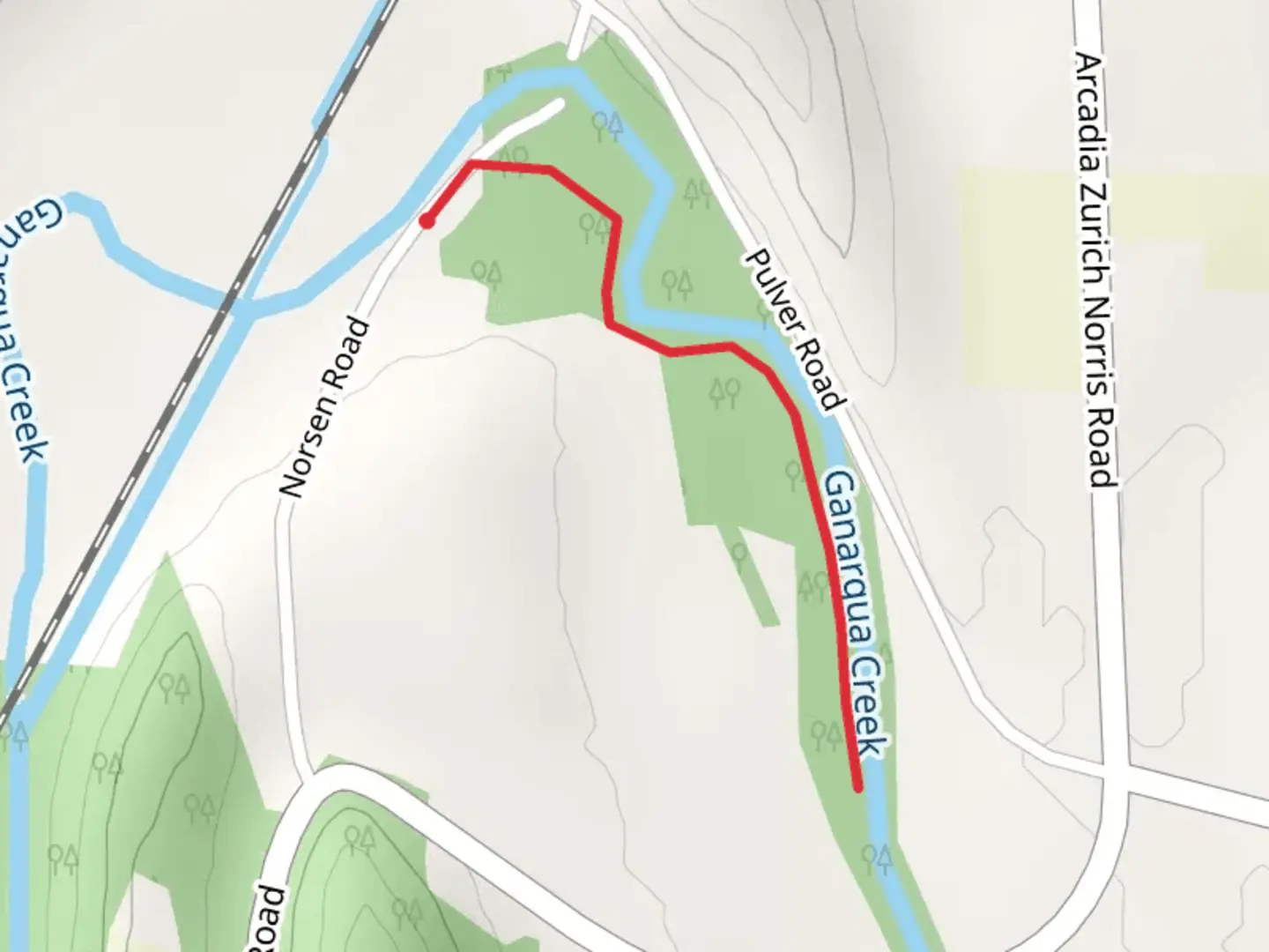 An image depicting the trail Ganargua Creek and its surrounding area.