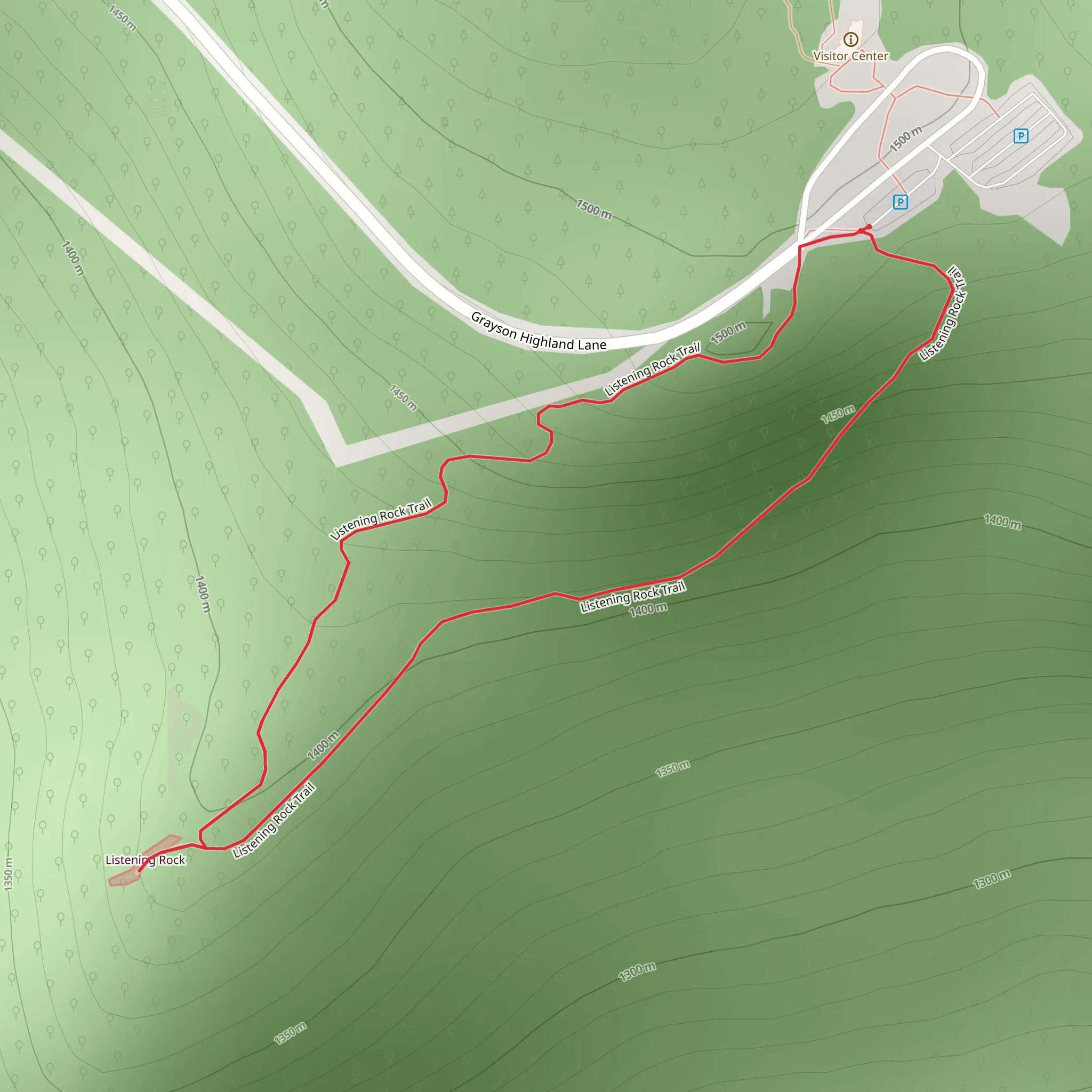 Listening Rock Loop Trail mobile static map