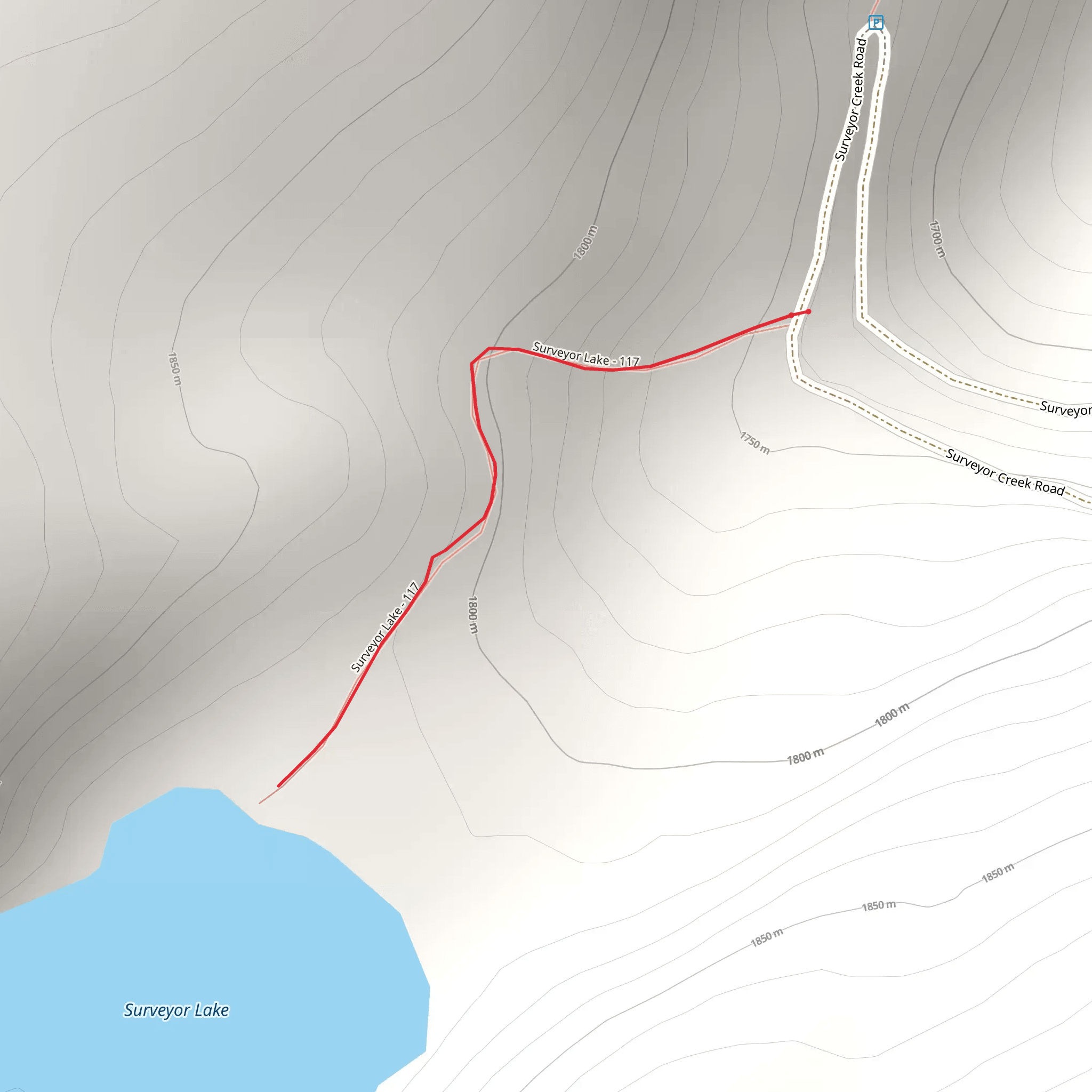 Surveyor Lake Trail mobile static map