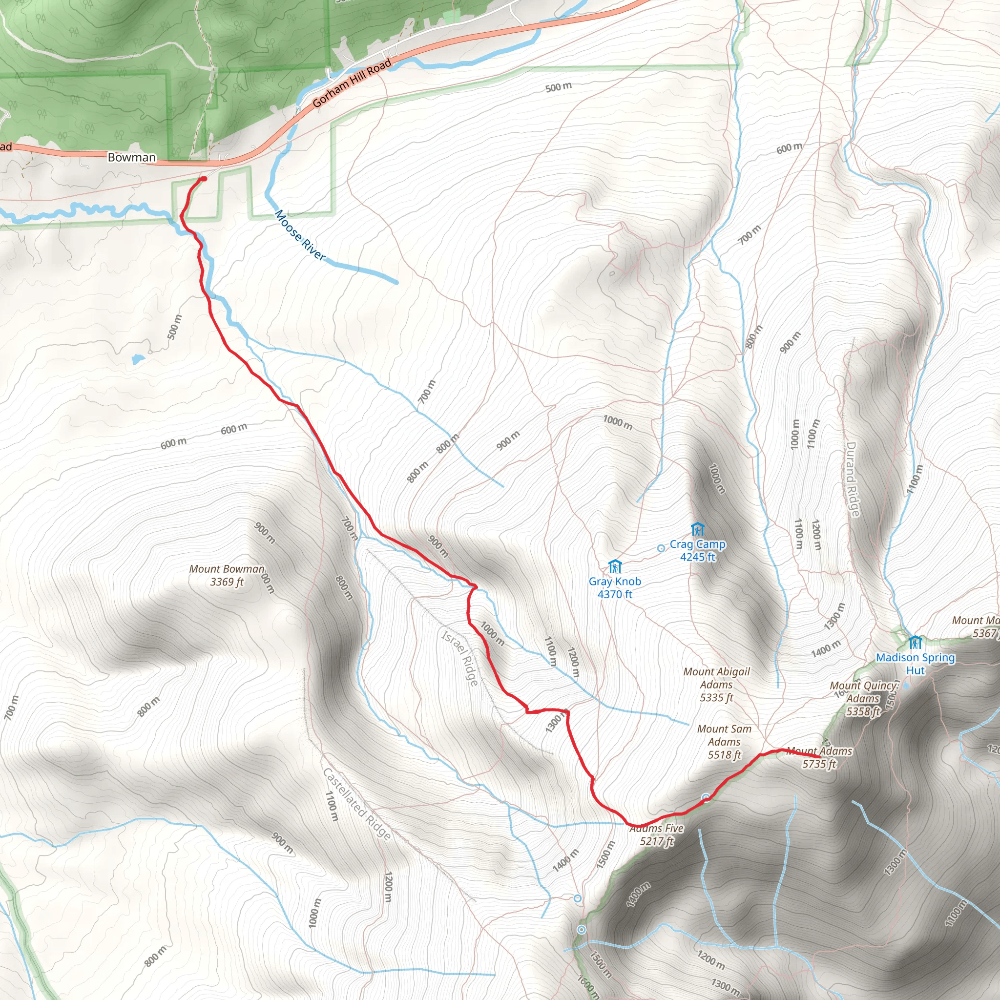 Mount Adams via Israel Ridge Path Trail mobile static map