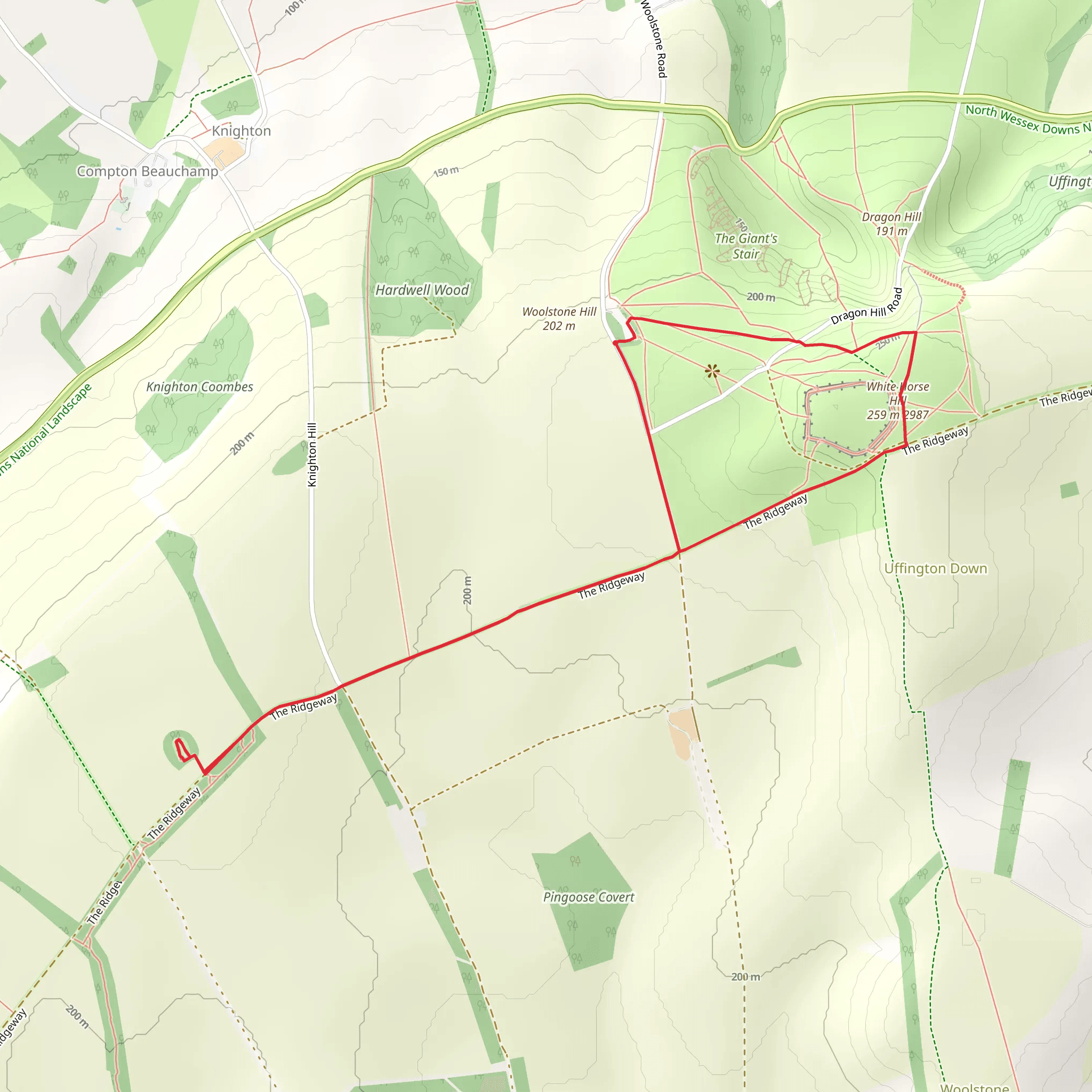 White Horse Hill and Wayland's Smithy Loop mobile static map