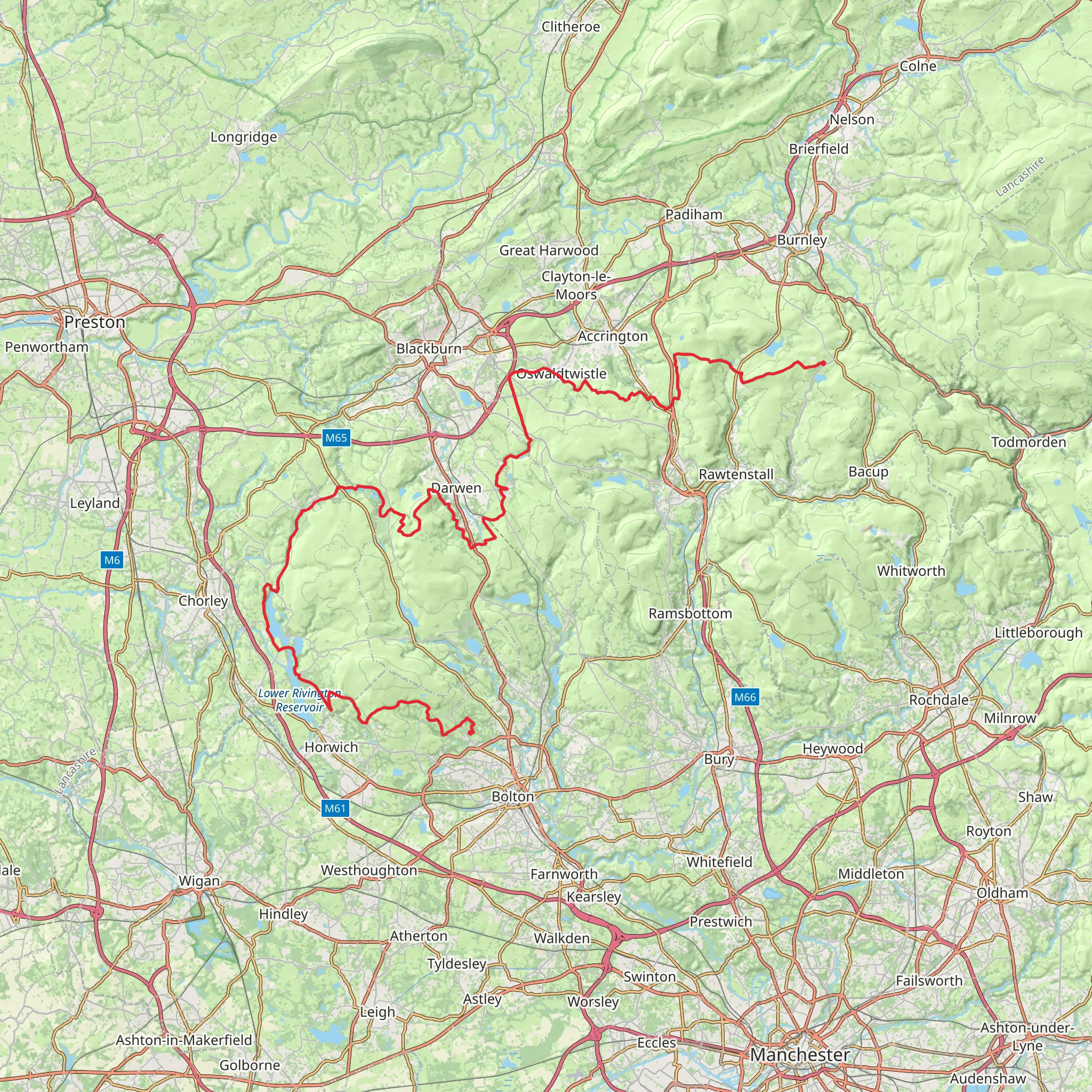 Bolton to Clough Bottom Reservoir via Pennine Bridleway mobile static map