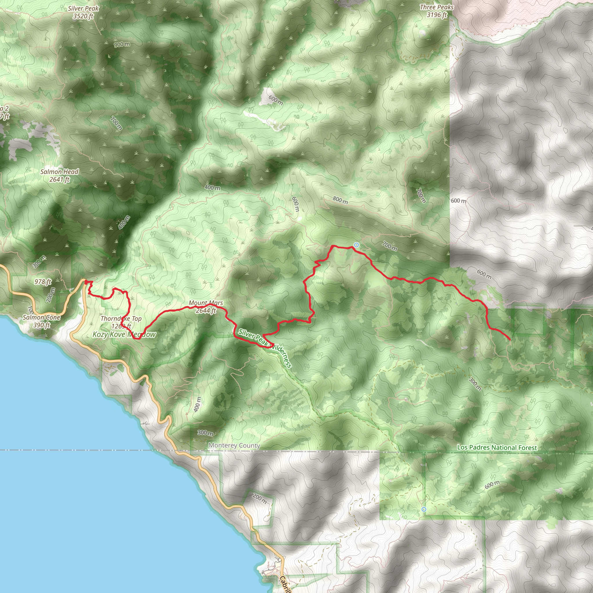 Thorndyke Top and Mount Mars via Spruce Creek Trail mobile static map