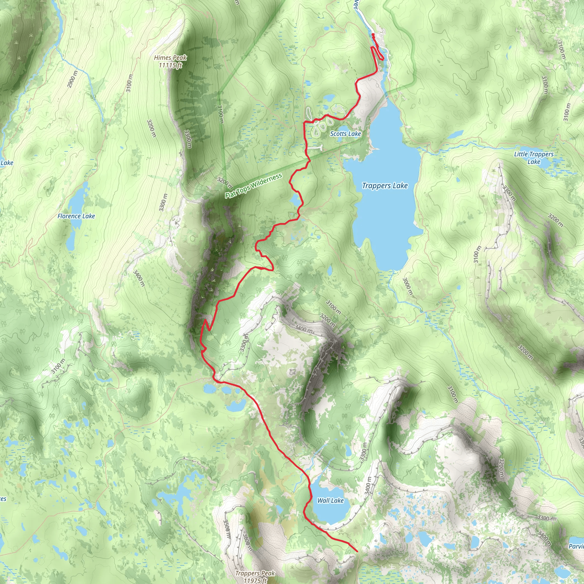 Wall Lake Trail - Trappers Lake mobile static map