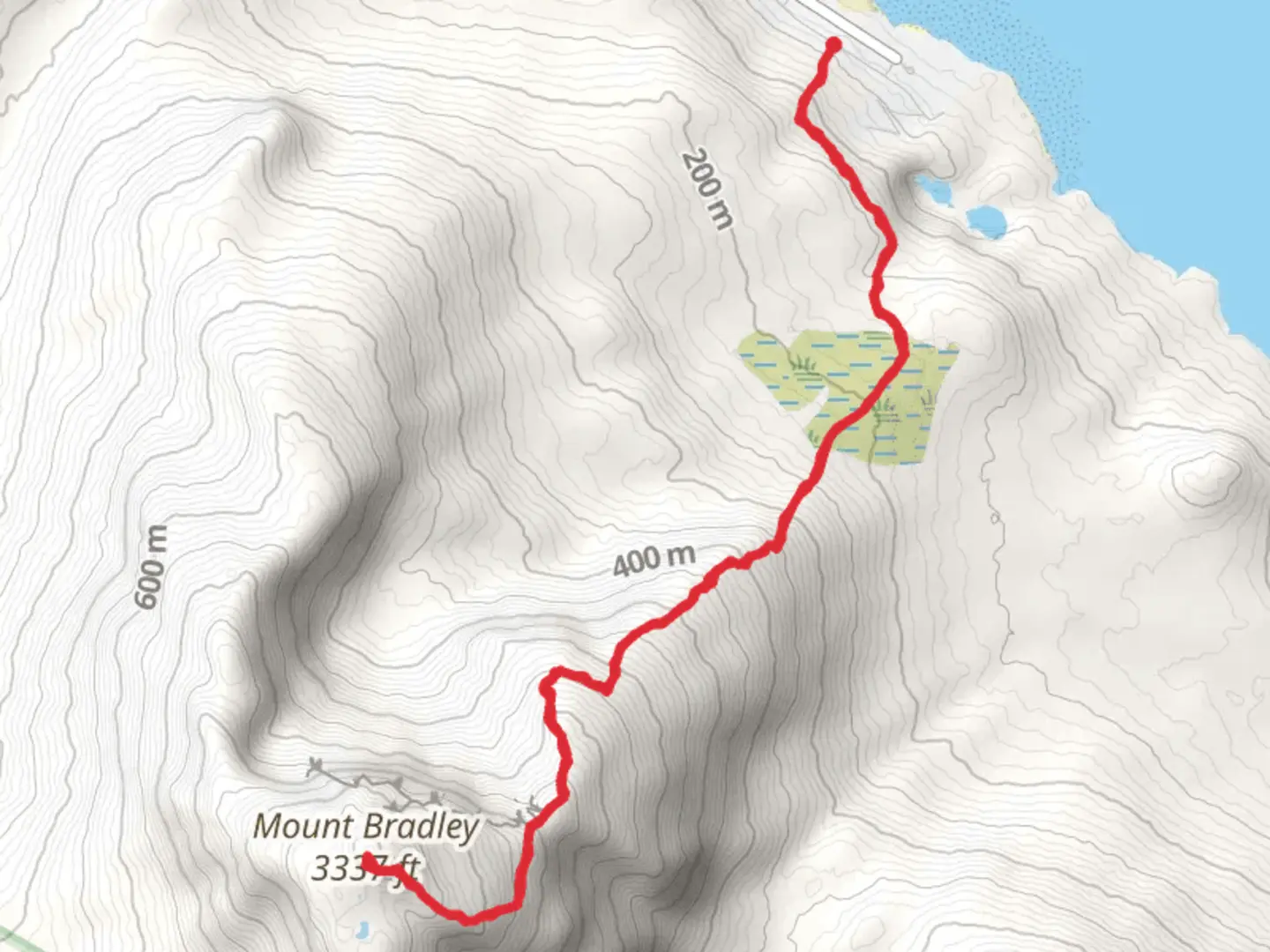 An image depicting the trail Mount Bradley via Mount Jumbo Trail and its surrounding area.