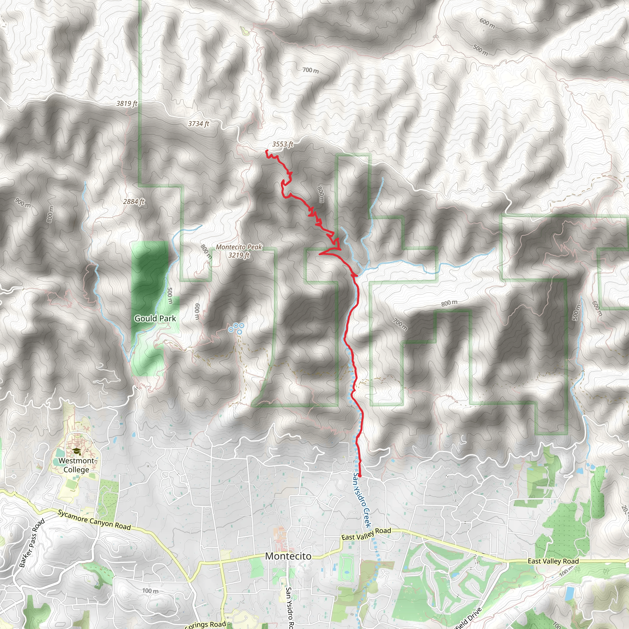 San Ysidro Trail mobile static map