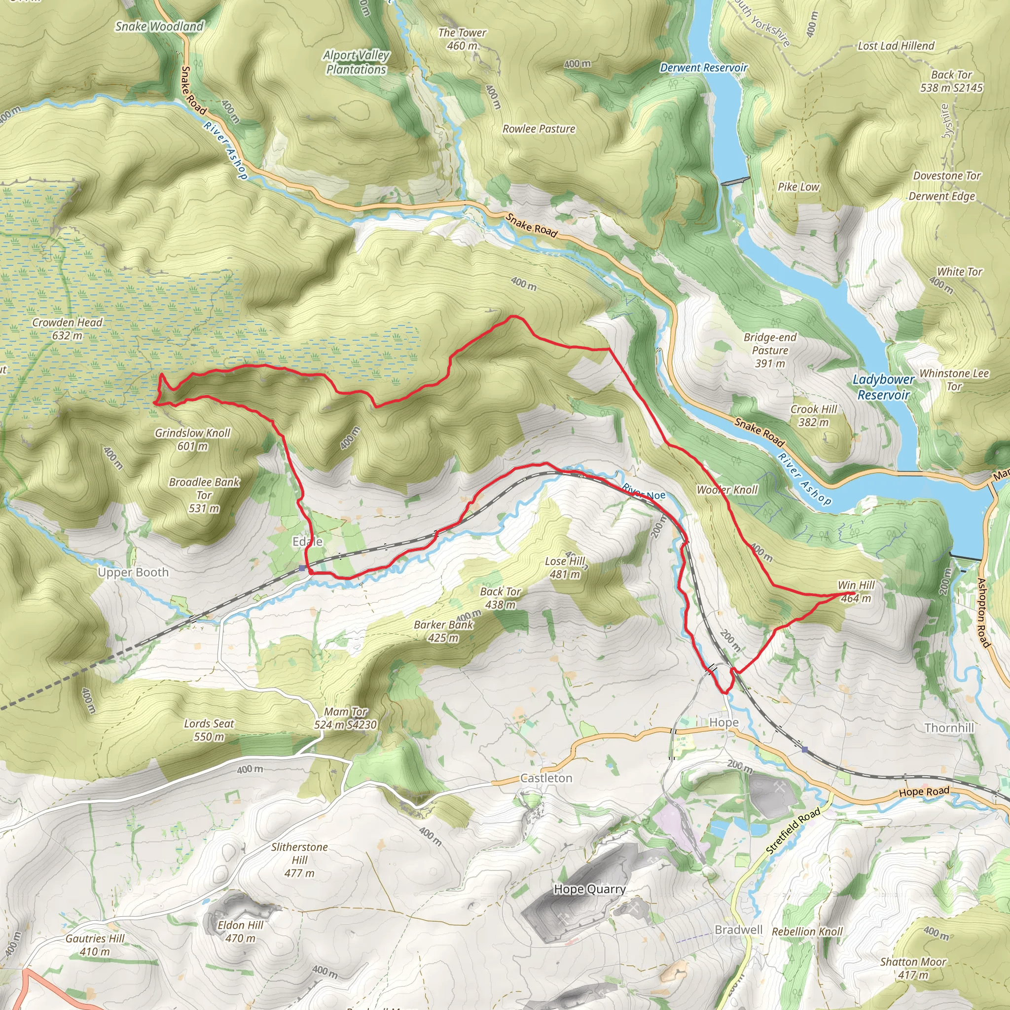 Edale Loop via Win Hill mobile static map