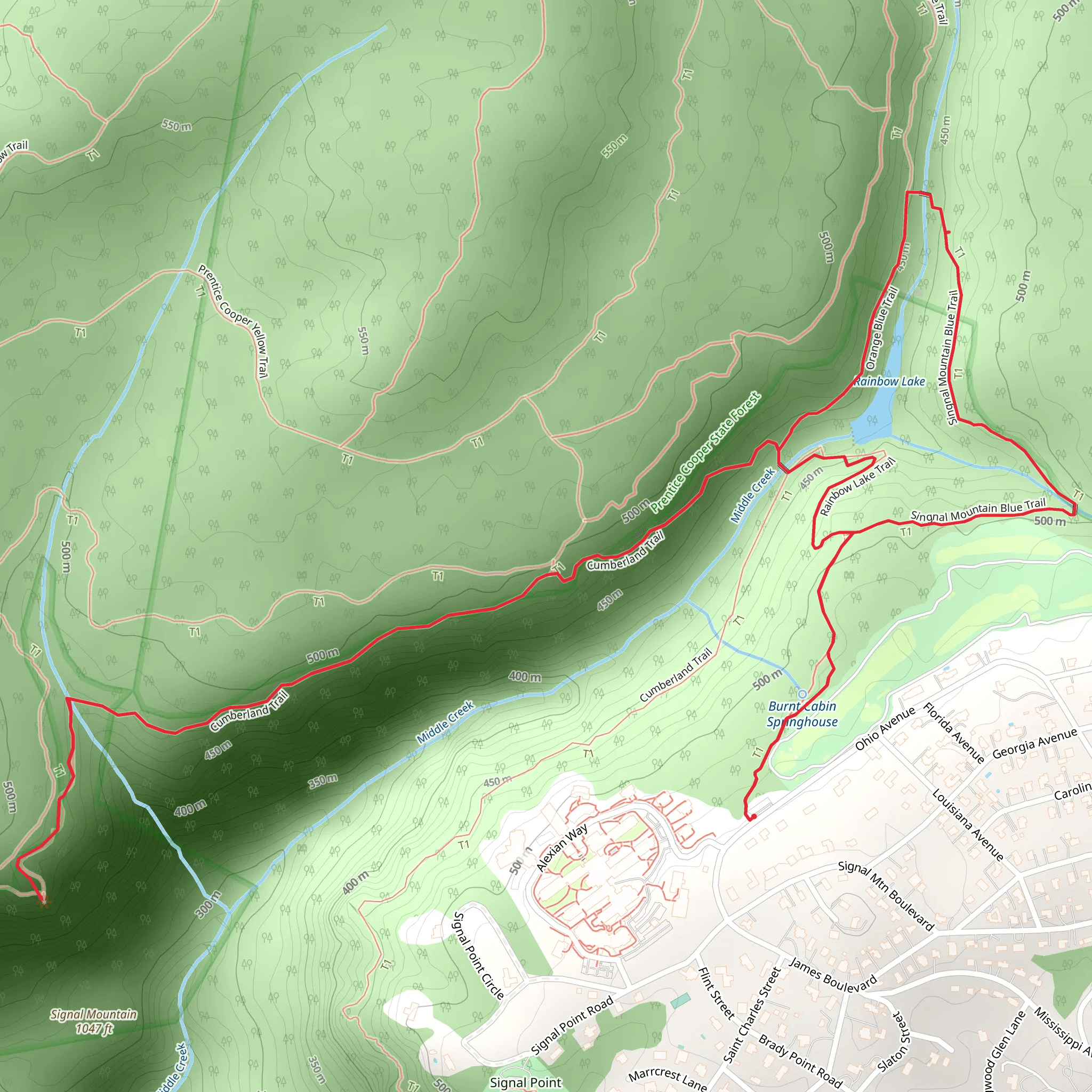 Bee Branch, Rainbow Lake and Signal Point Loop Trail mobile static map