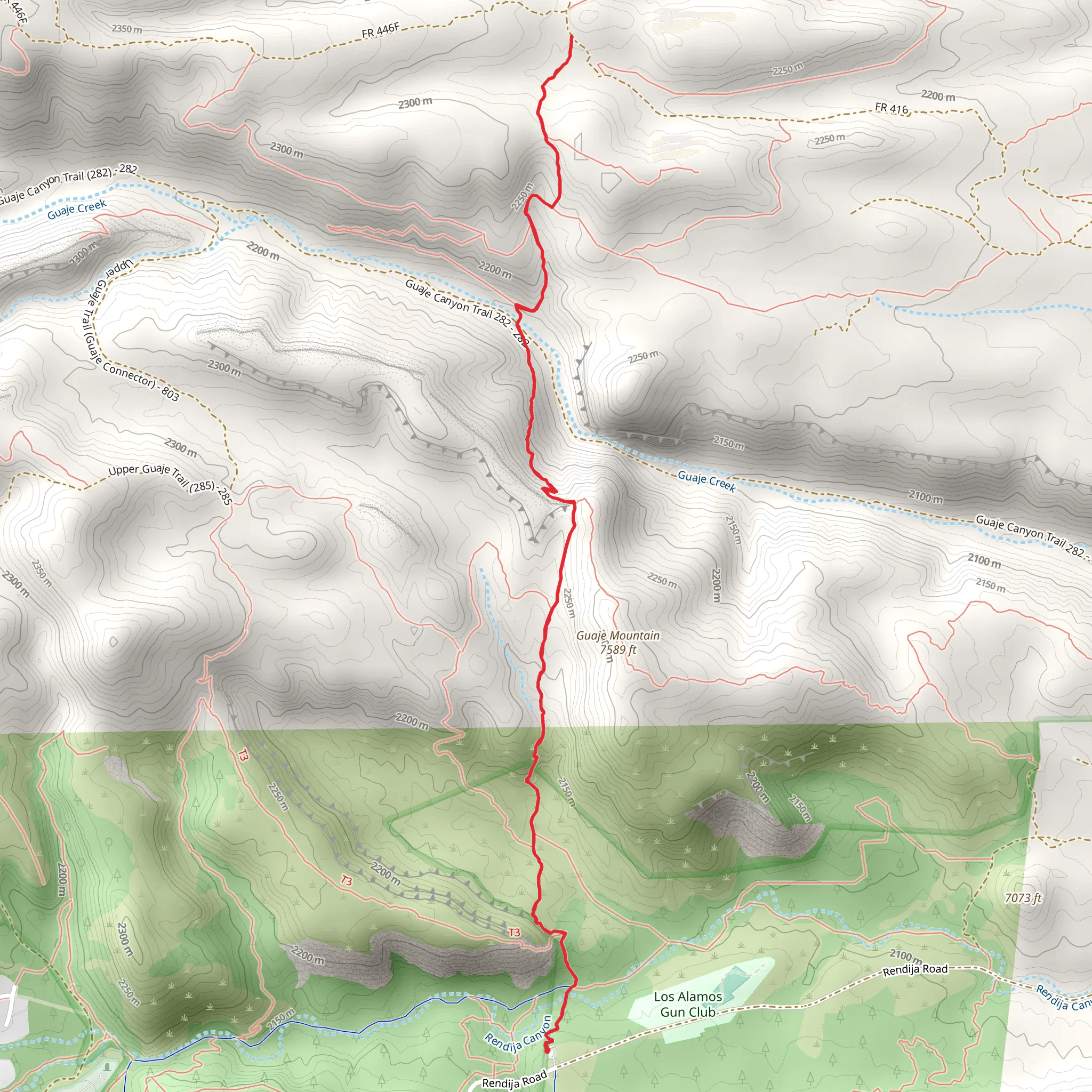 Pajarito Trail mobile static map