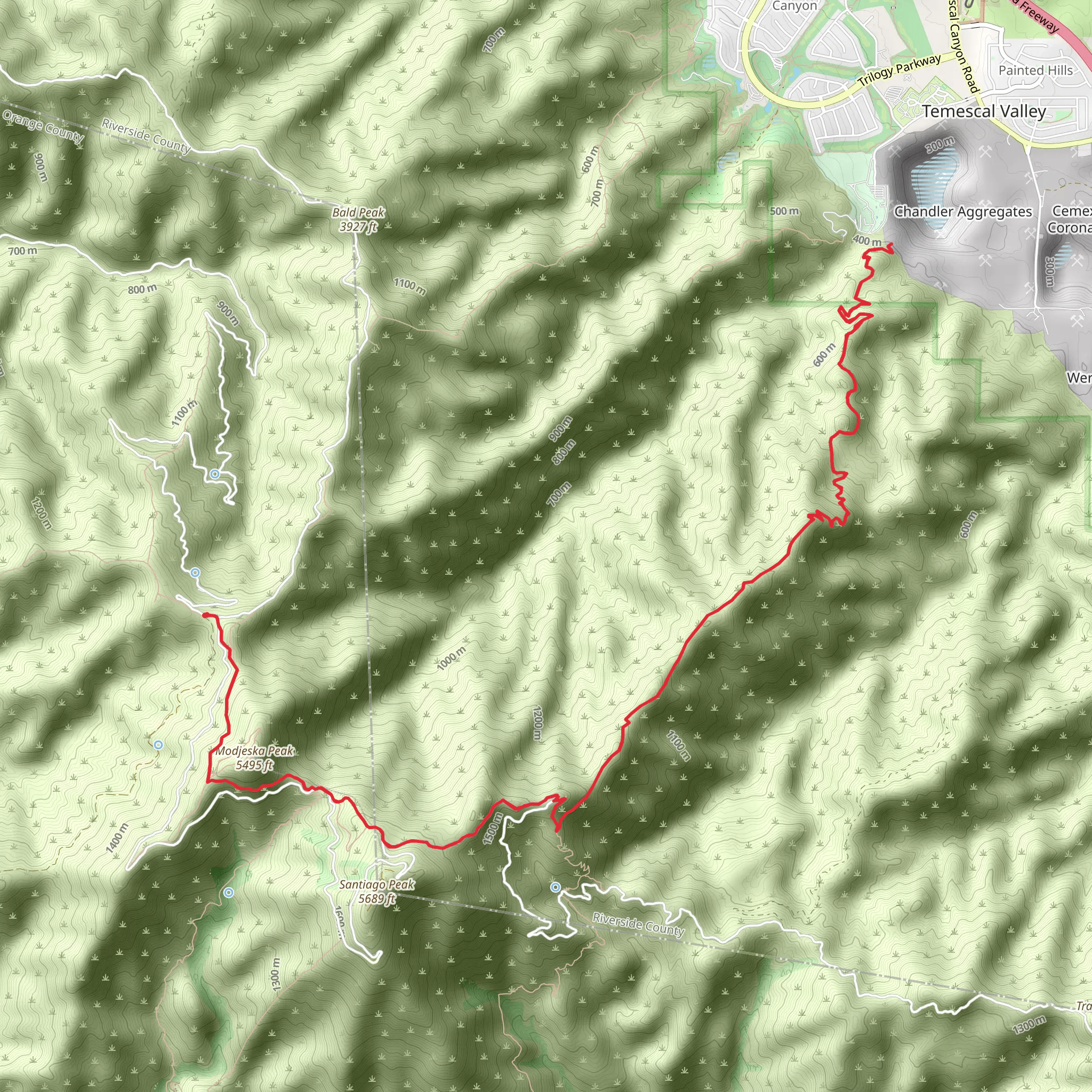 Cold Water Canyon Trail mobile static map