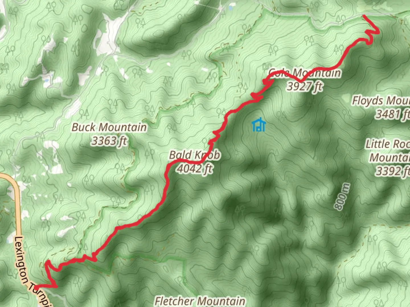 An image depicting the trail Bald Knob and Cole Mountain via Appalachian Trail and its surrounding area.