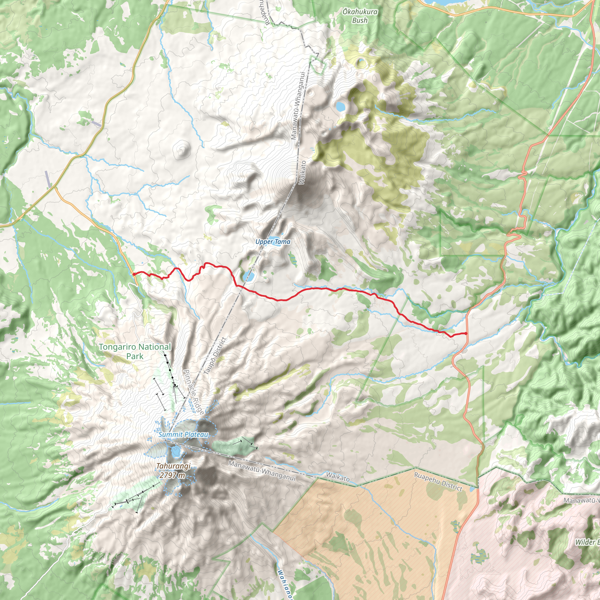 Waihohonu Hut to Whakapapa Village mobile static map