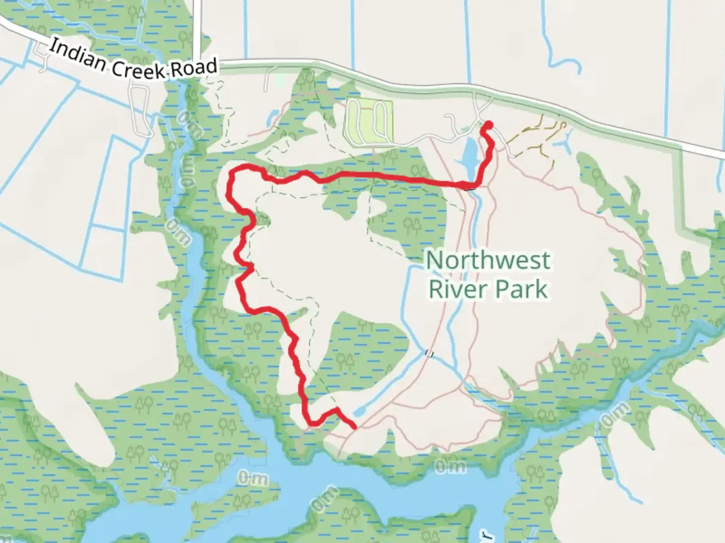 An image depicting the trail Indian Creek Trail from Lake Lesa and its surrounding area.