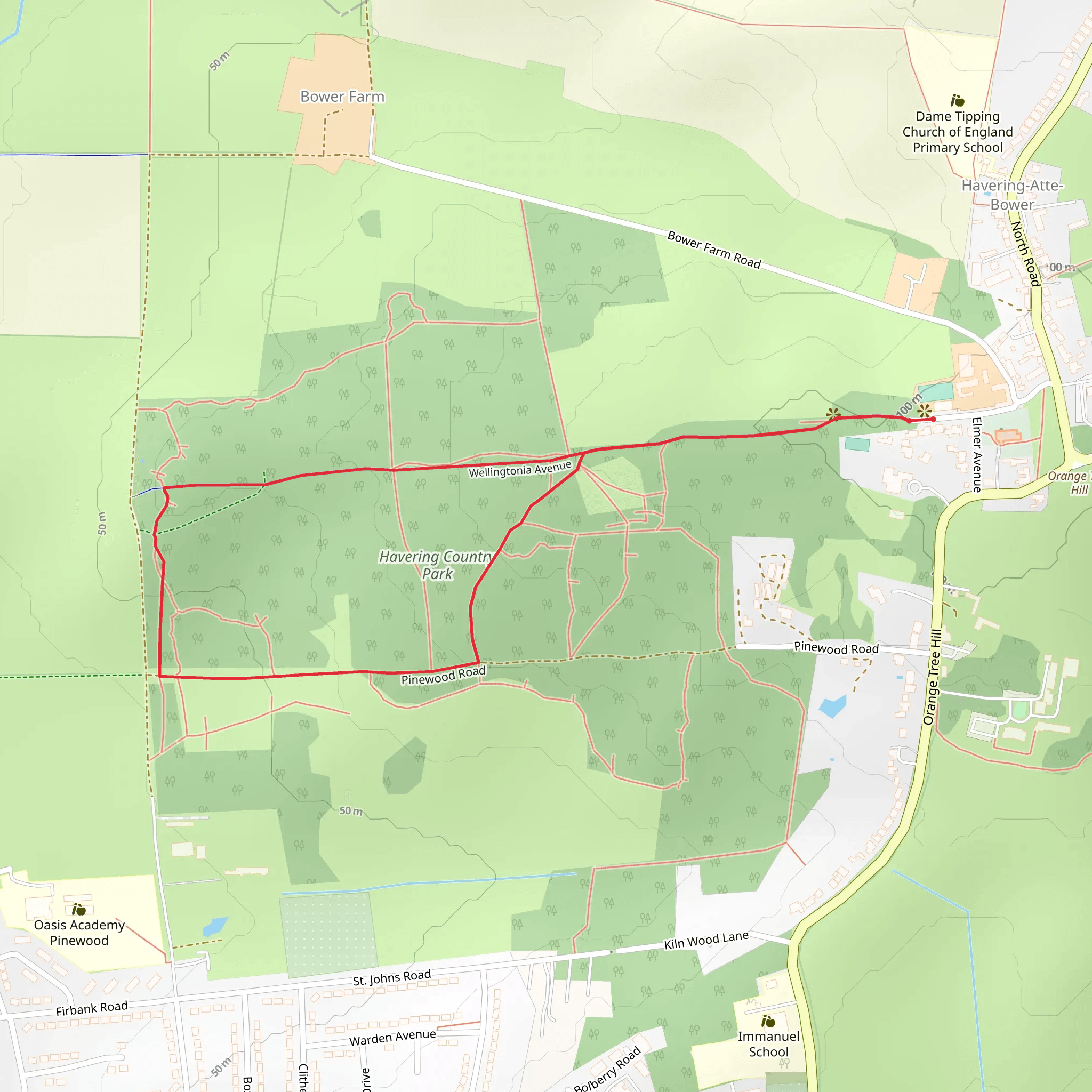 Havering Country Park mobile static map