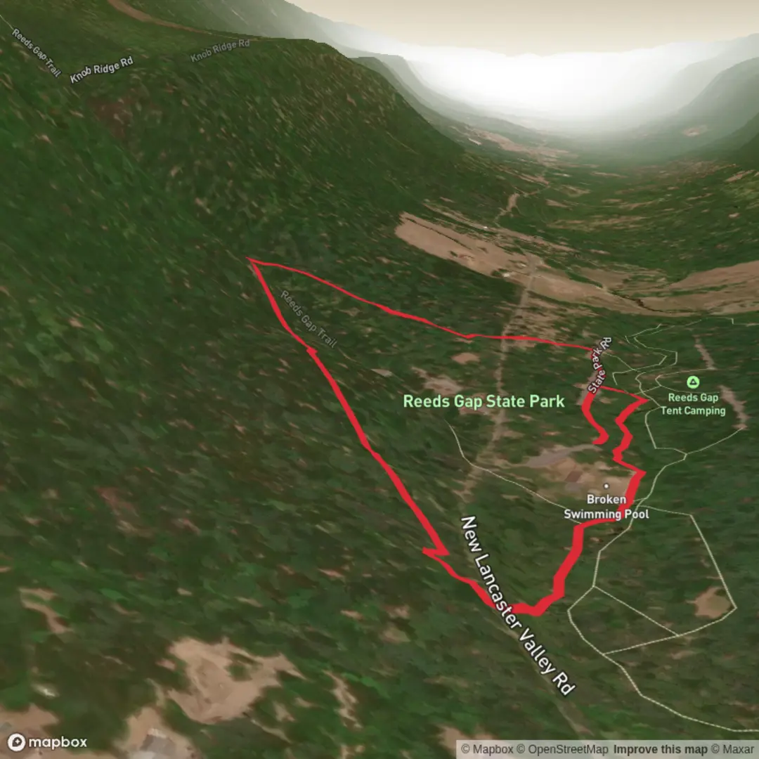 An image depicting the trail Reeds Gap Park Loop and its surrounding area.