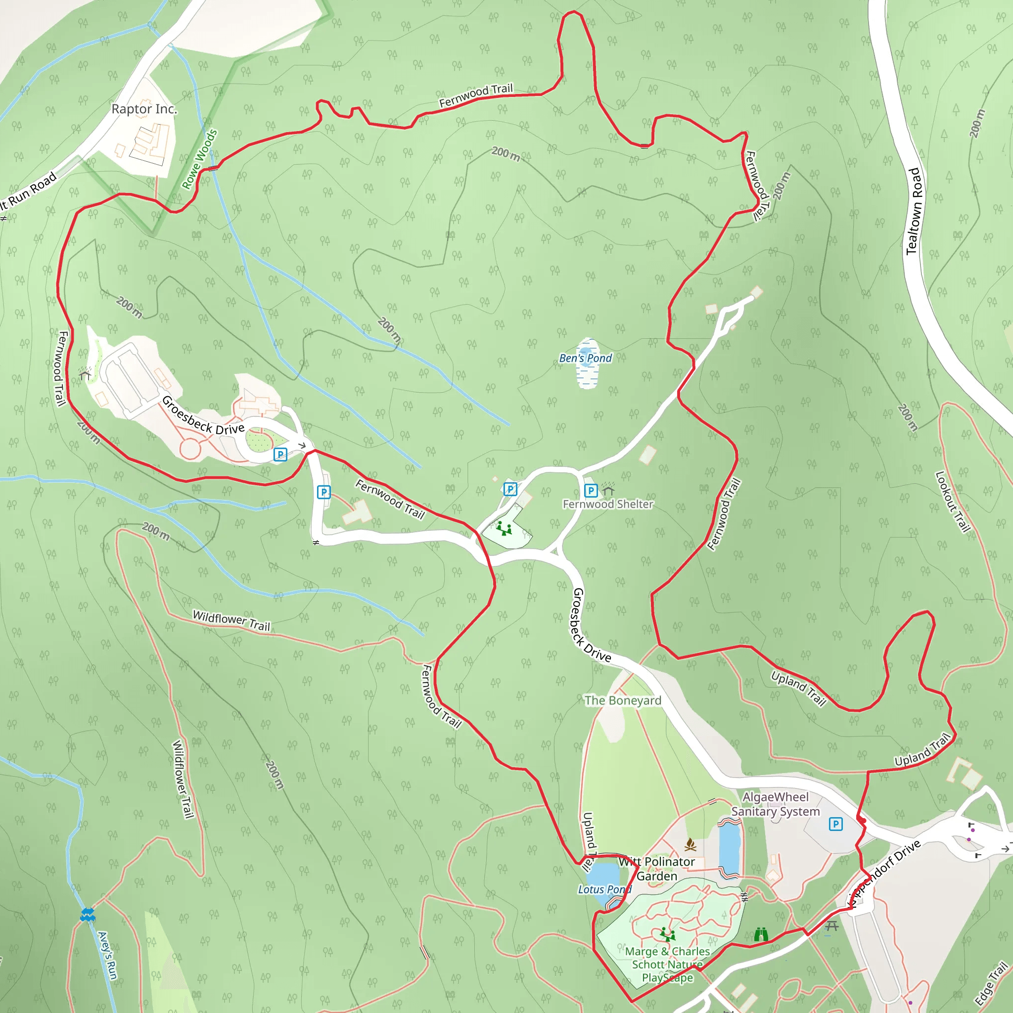 Upland, Fernwood and Lotus Pond Loop Trail mobile static map