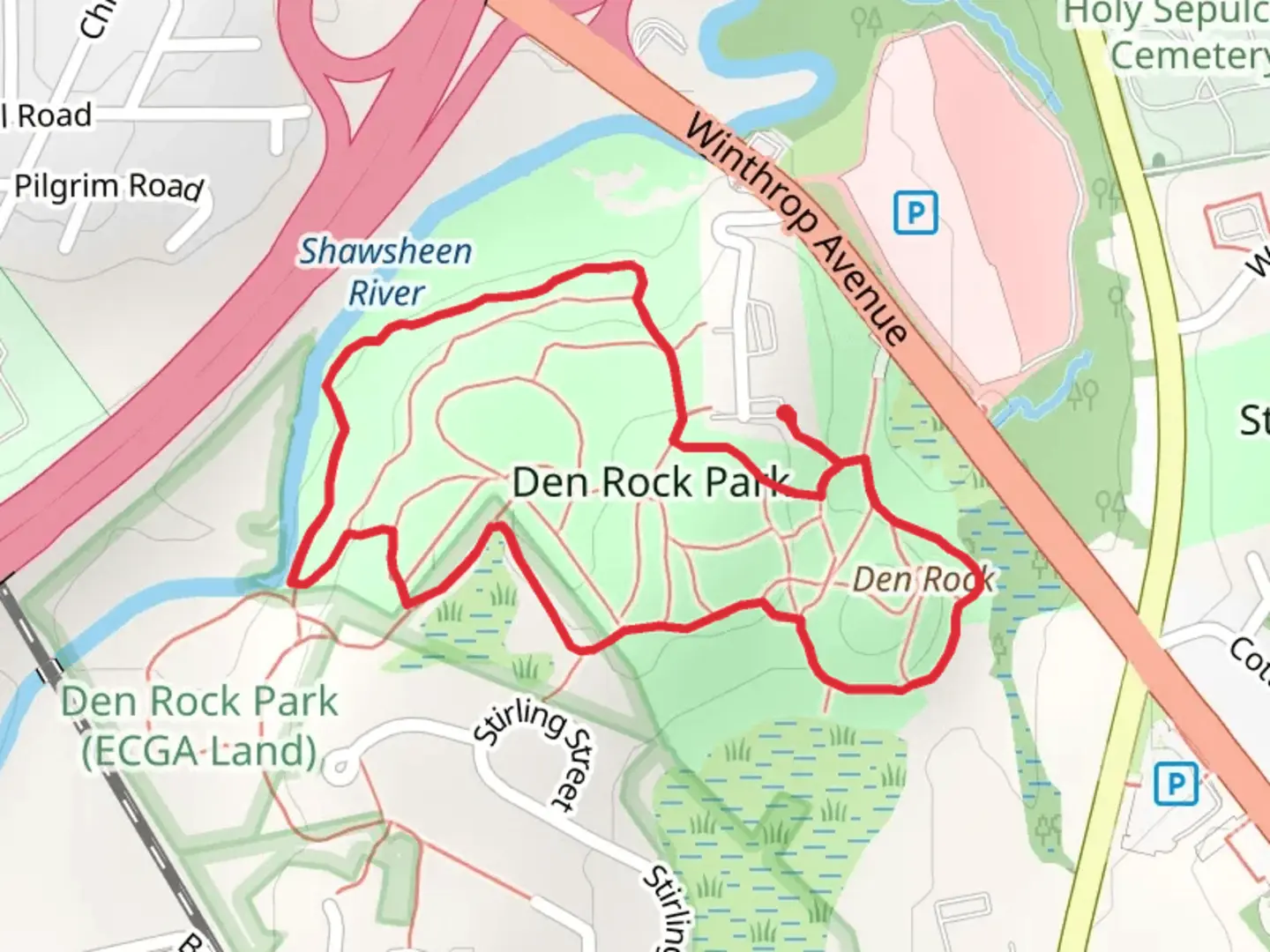 An image depicting the trail Great Blue Heron Trail Loop - Den Rock Park and its surrounding area.