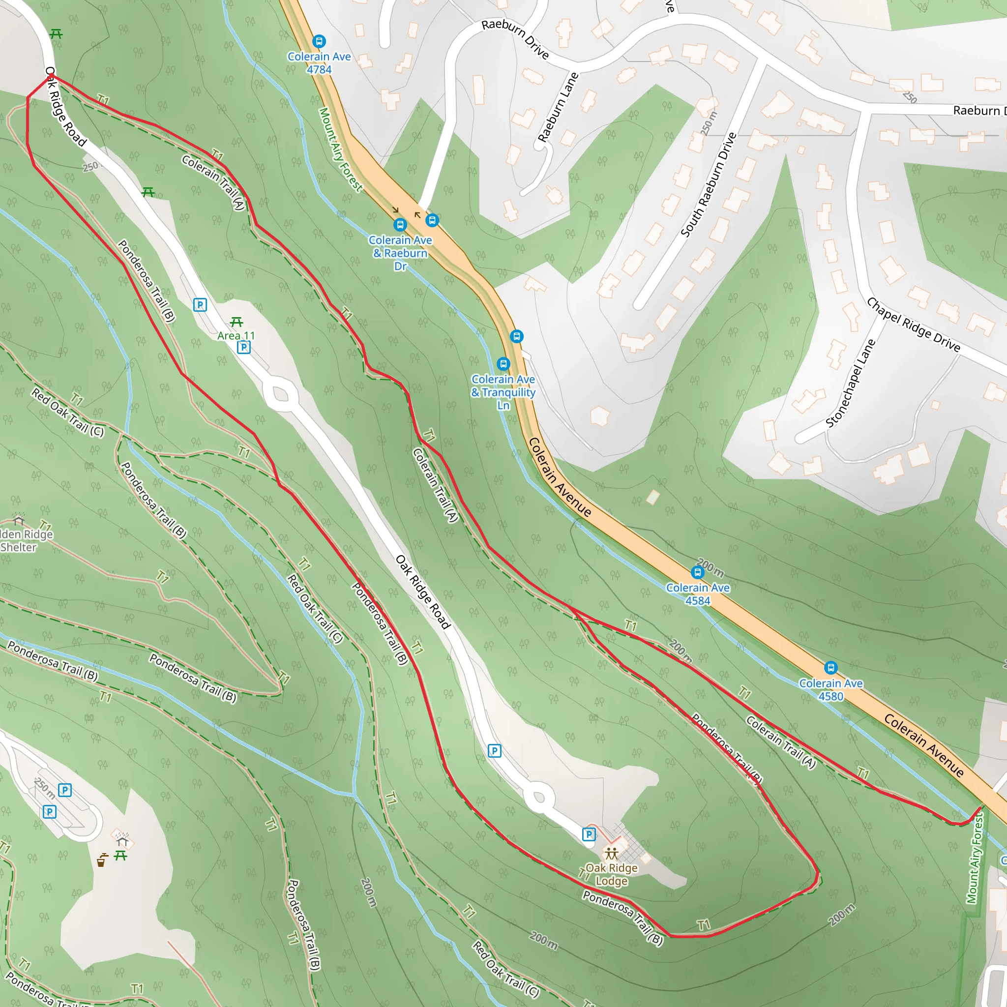 Ponderosa and Colerain Loop Trail mobile static map