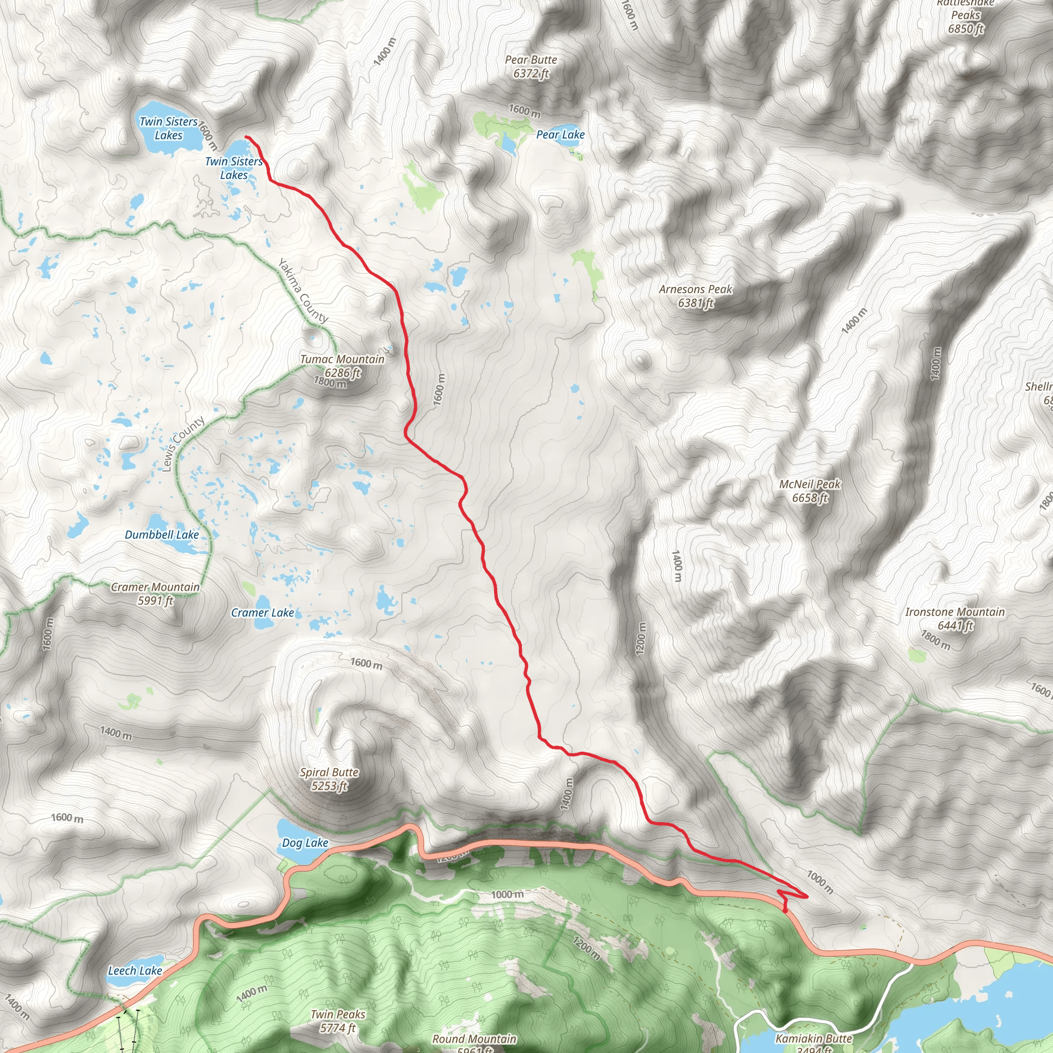 Sand Ridge to Twin Sisters Lake Trail mobile static map