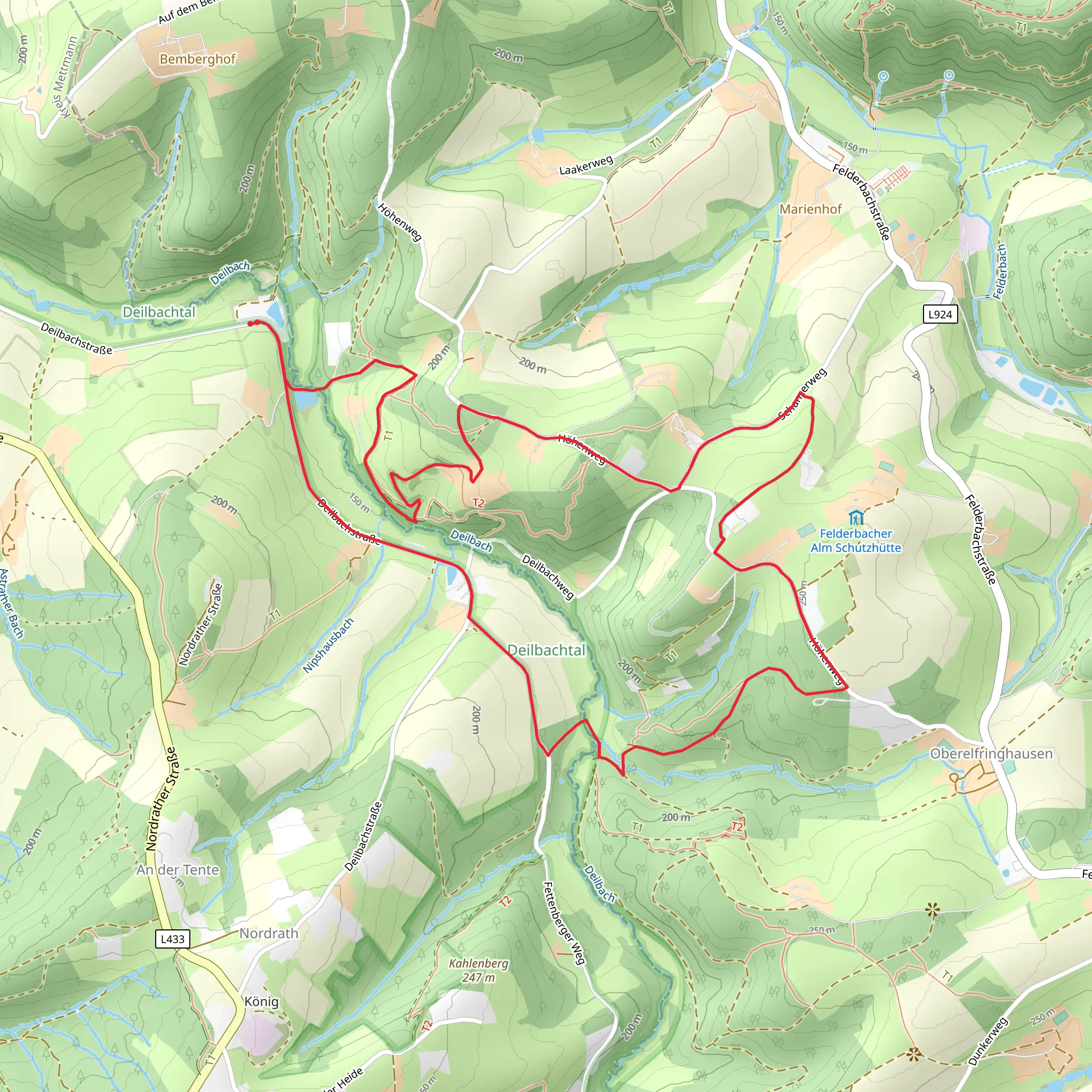 N S G Deilbachtal Loop via Rundweg mobile static map