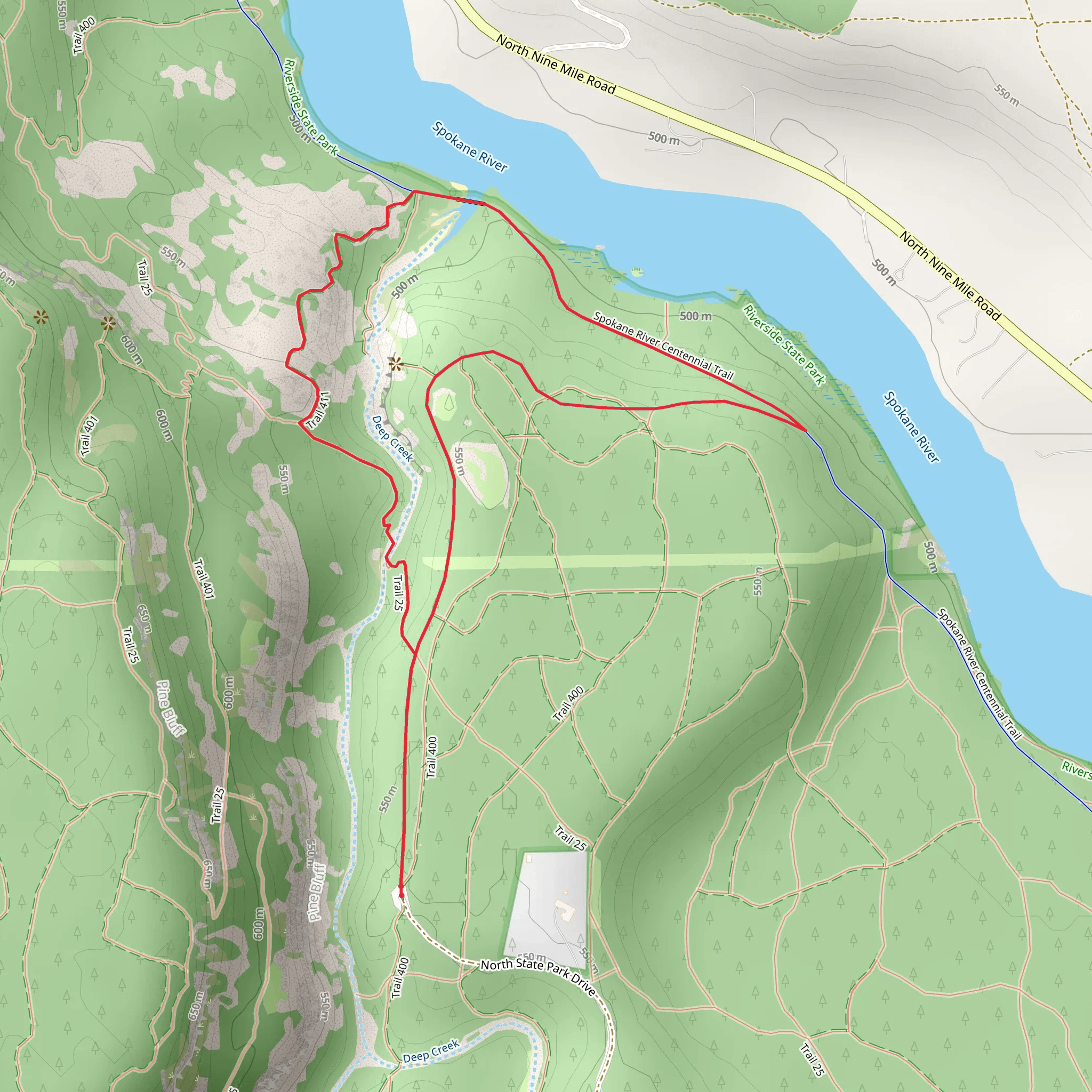 Trail 411 and Spokane River Centennial Trail mobile static map