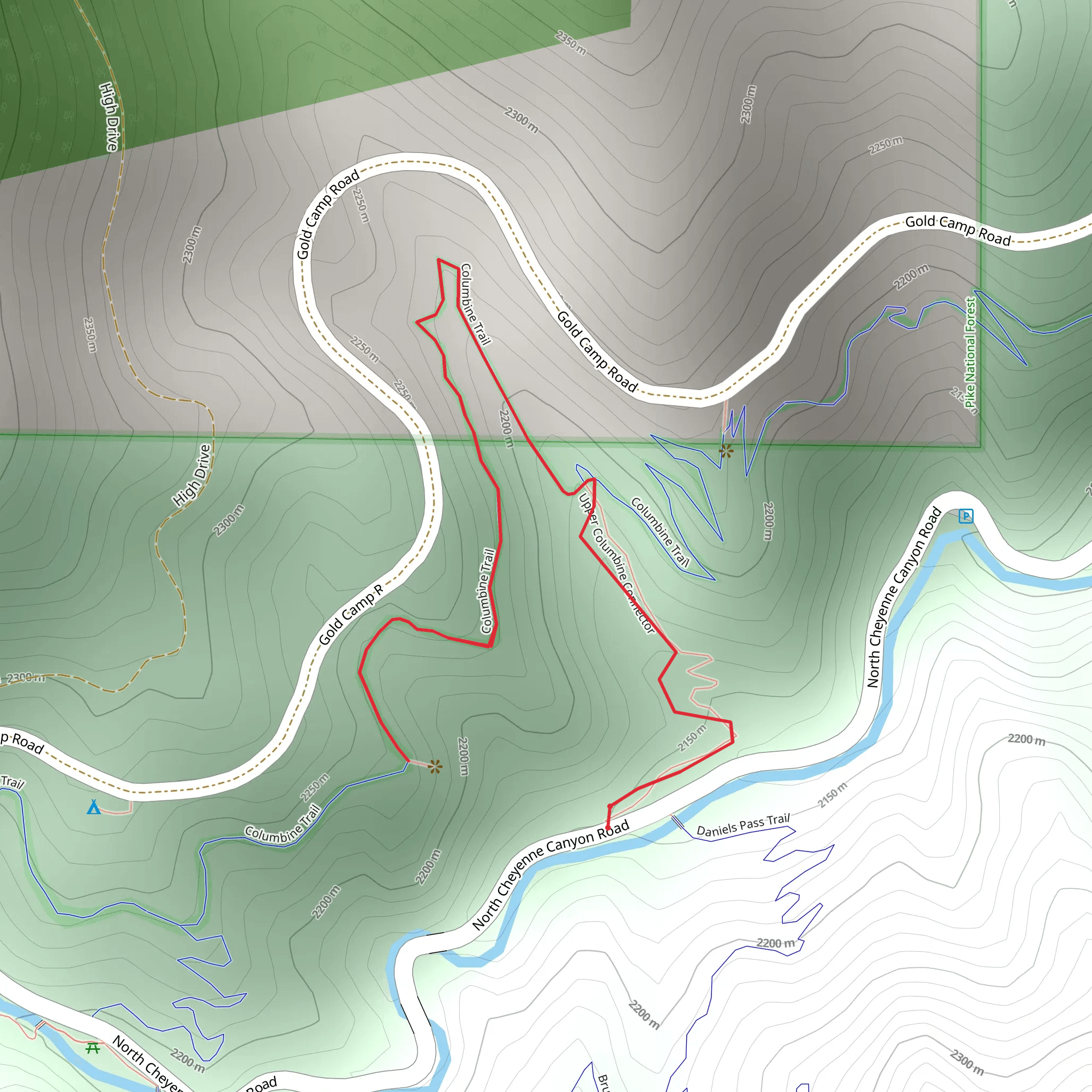 Columbine Trail Out and Back mobile static map