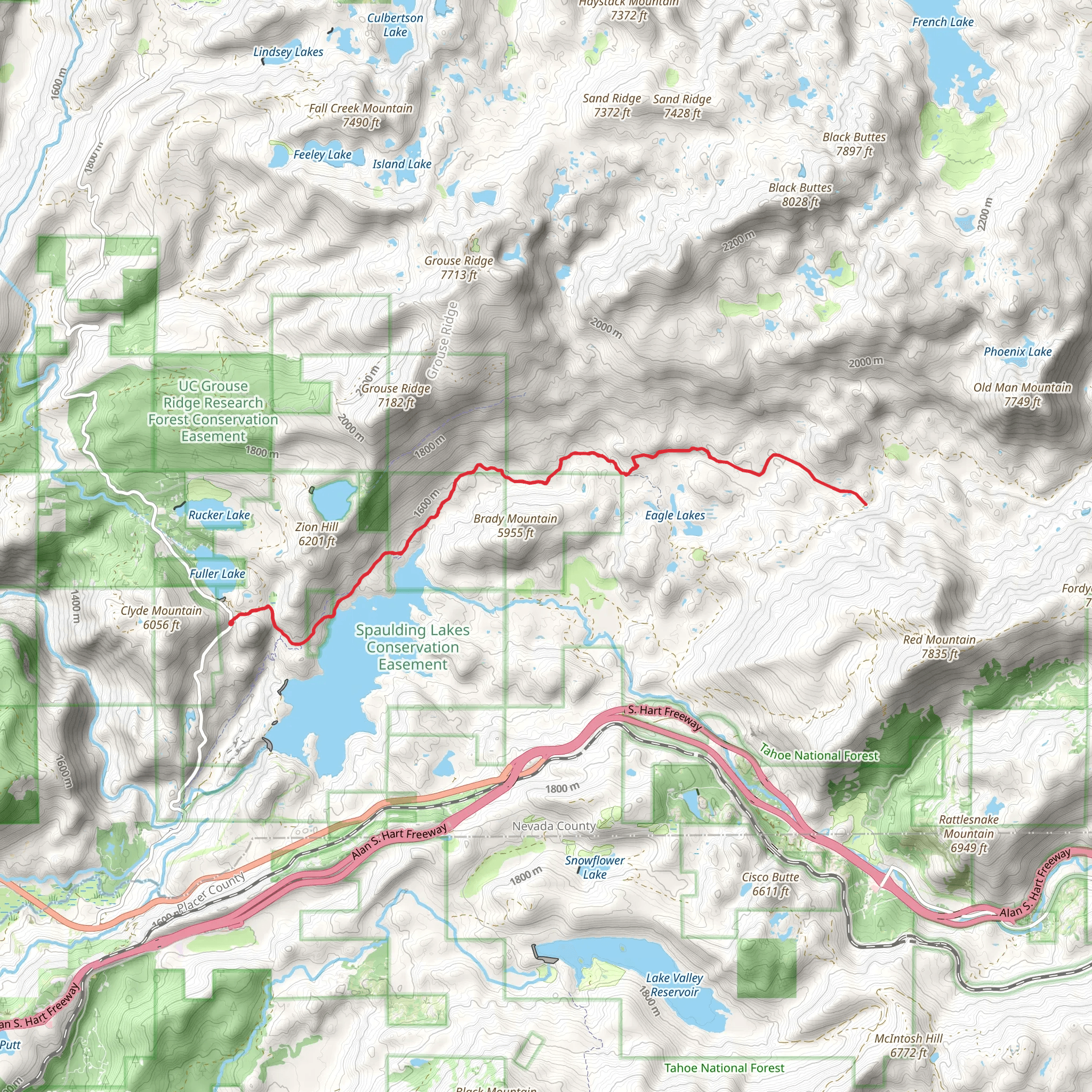 Fordyce Foot via Spaulding Lake Trail mobile static map