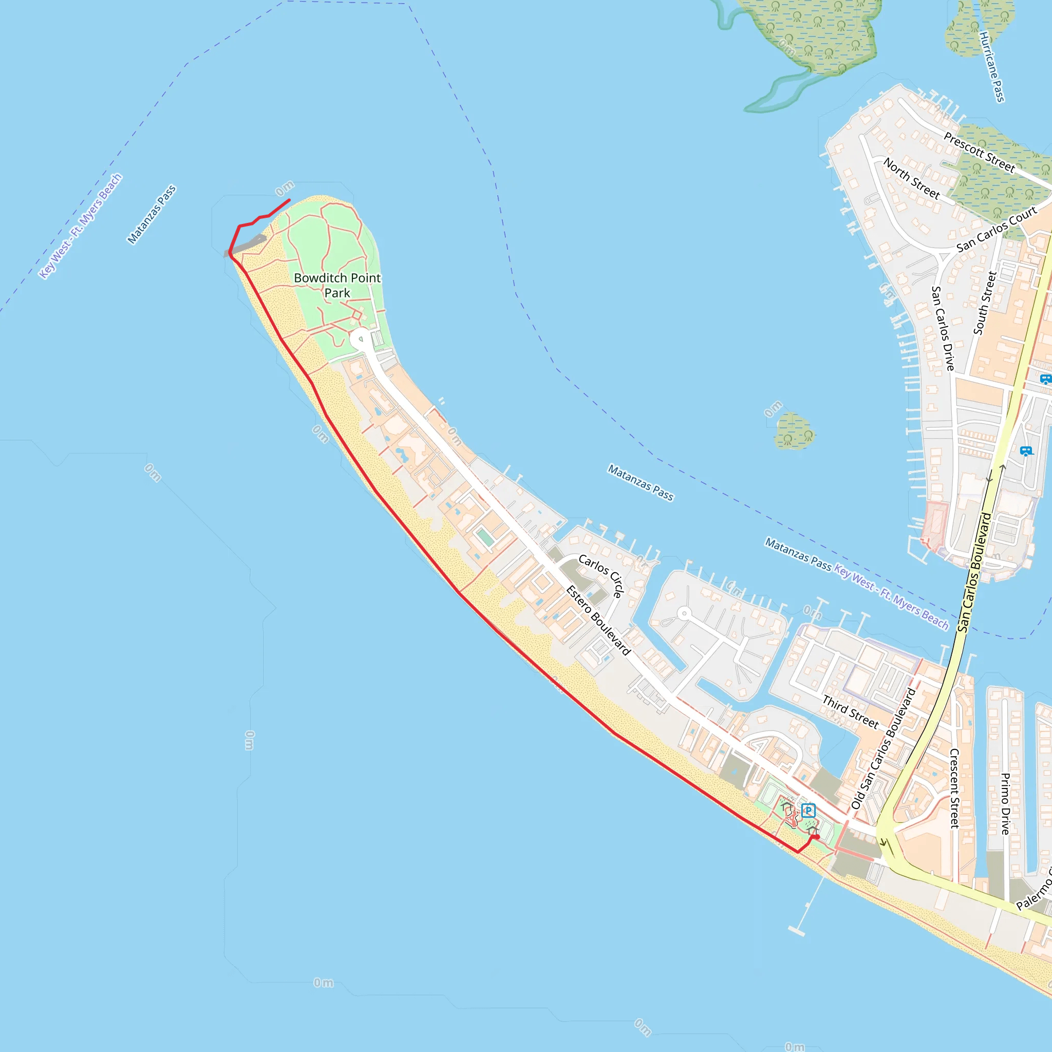 Fort Myers Beach and Bowditch Point Park mobile static map