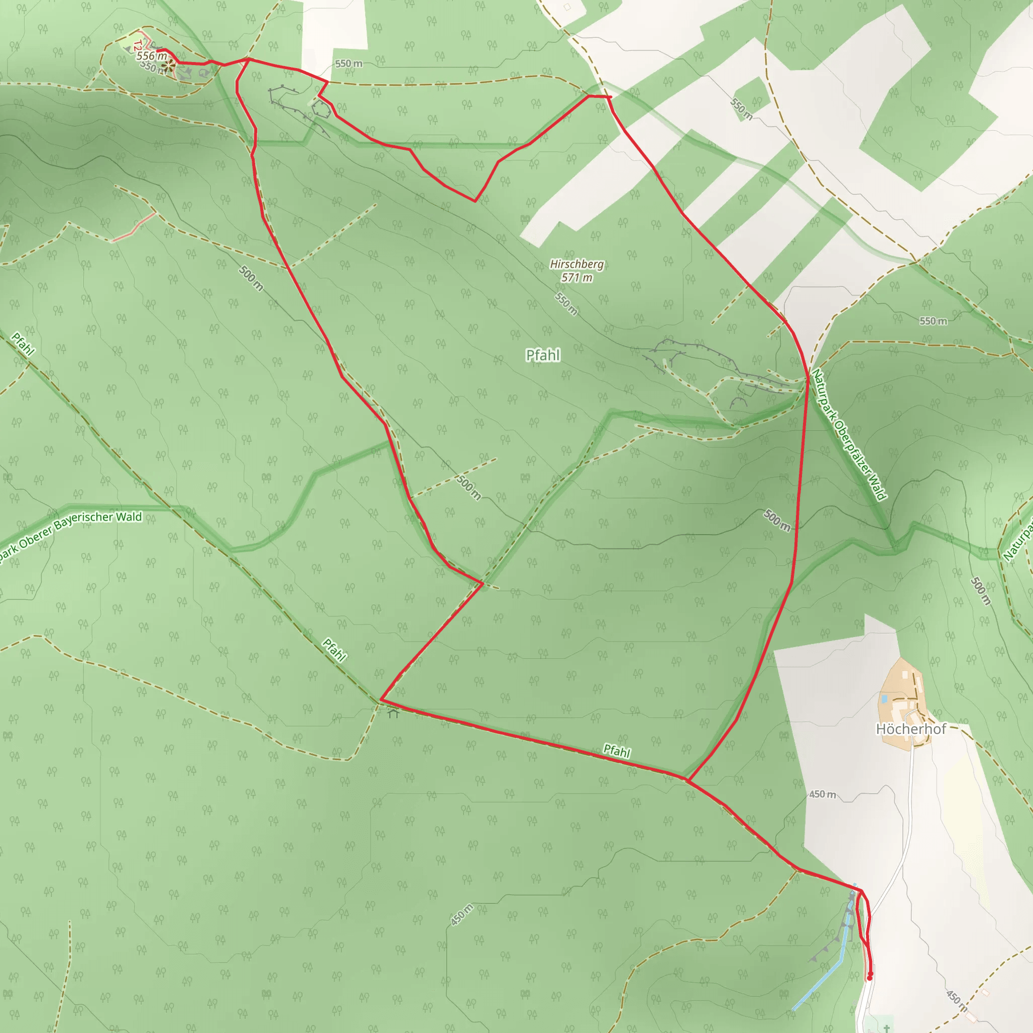 Oberfaelzer Seenweg and Hirschbergweg mobile static map