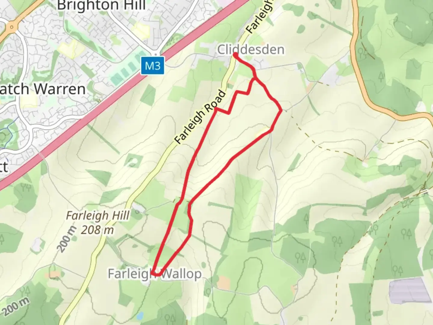 An image depicting the trail Cliddesden to Farleigh Wallop Loop and its surrounding area.