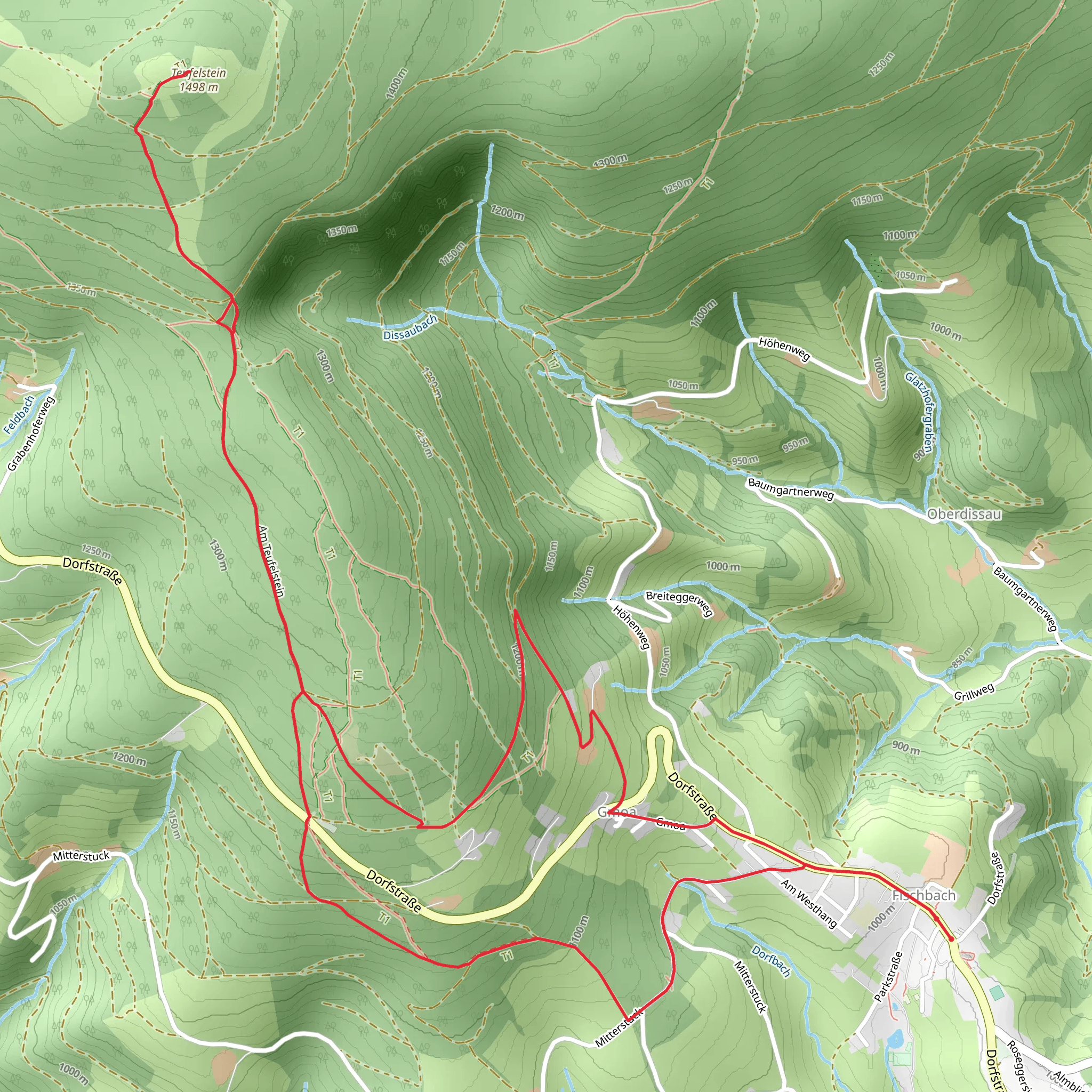 Fischbach to Teufelstein mobile static map