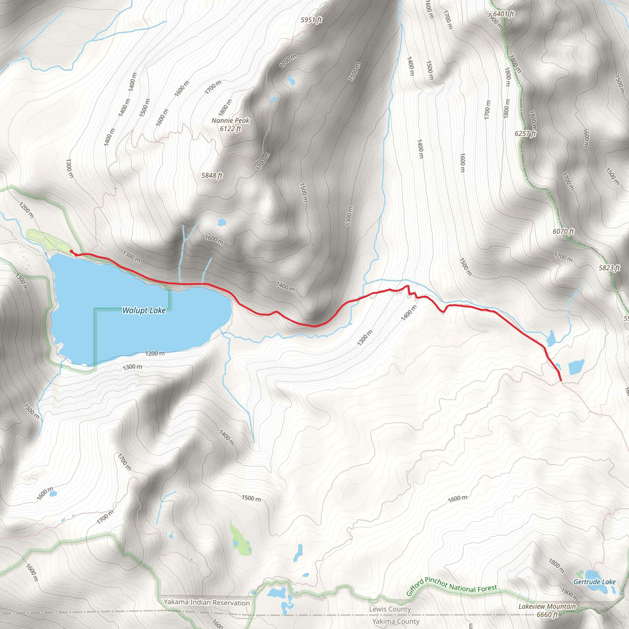 Walupt Lake Trail mobile static map