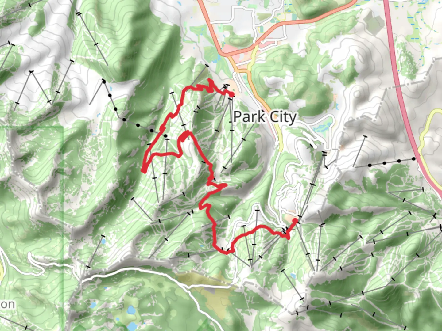 An image depicting the trail Mid Mountain Trail and Spiro Trail and its surrounding area.