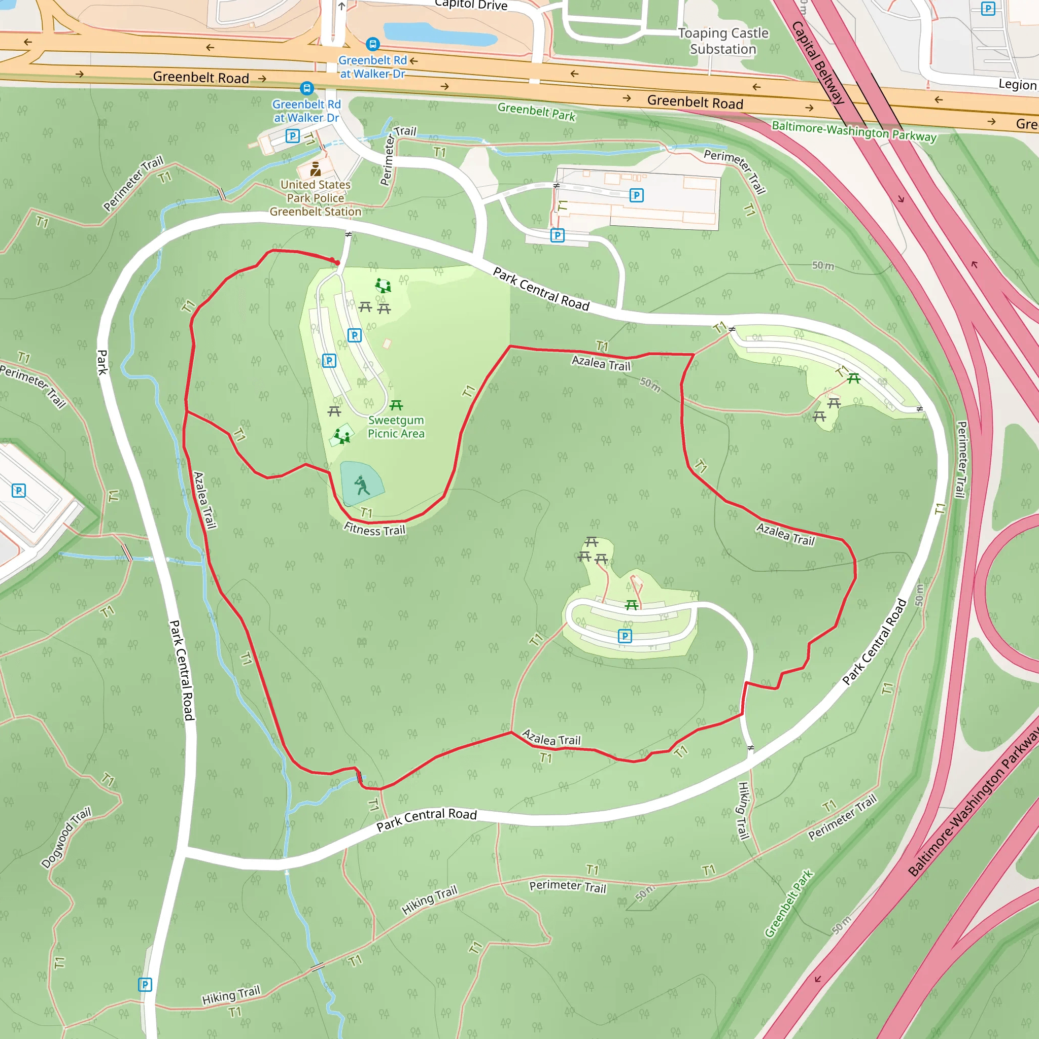Azalea Trail and Fitness Loop Trail mobile static map