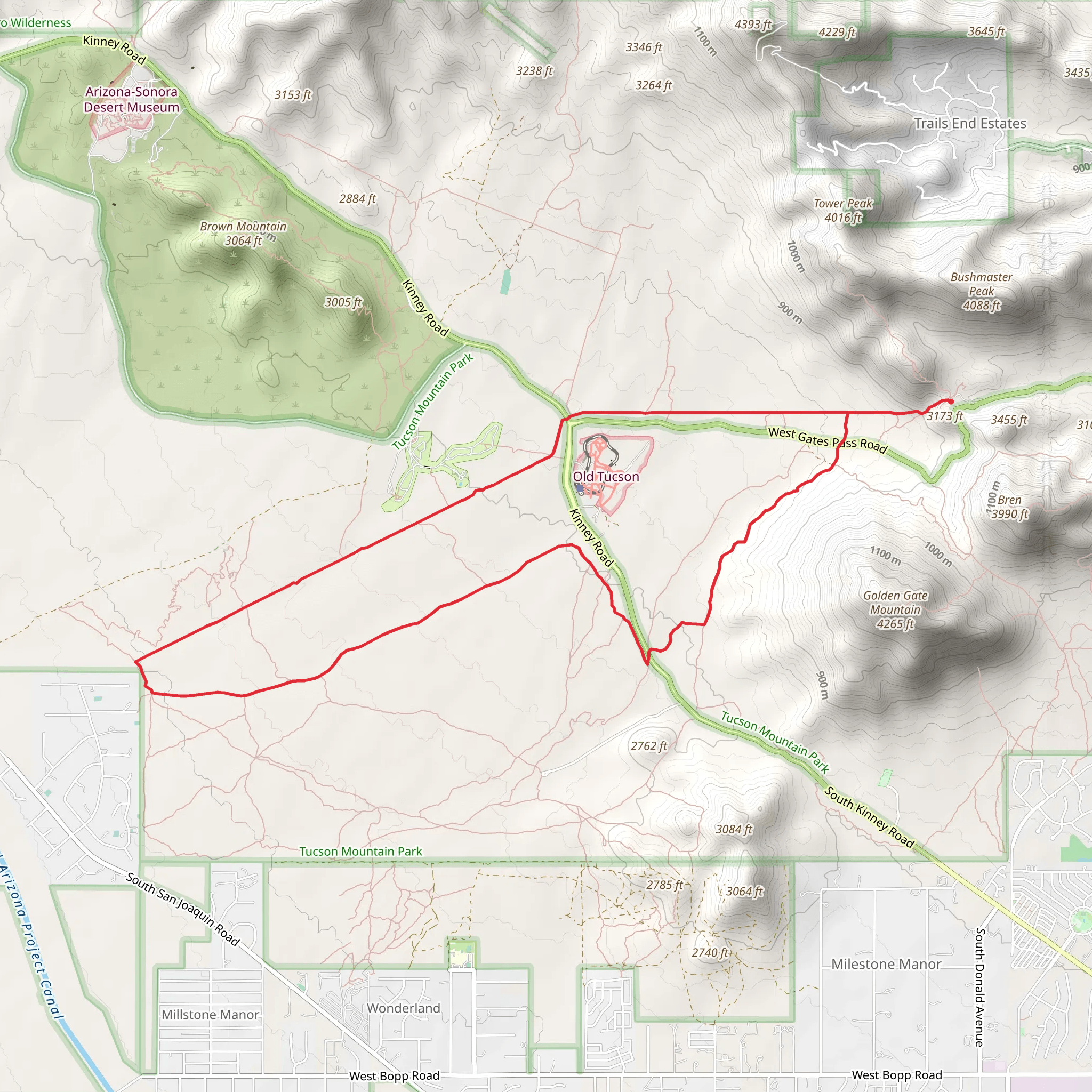 Gates Pass - Avery Bryce Loop Trail mobile static map