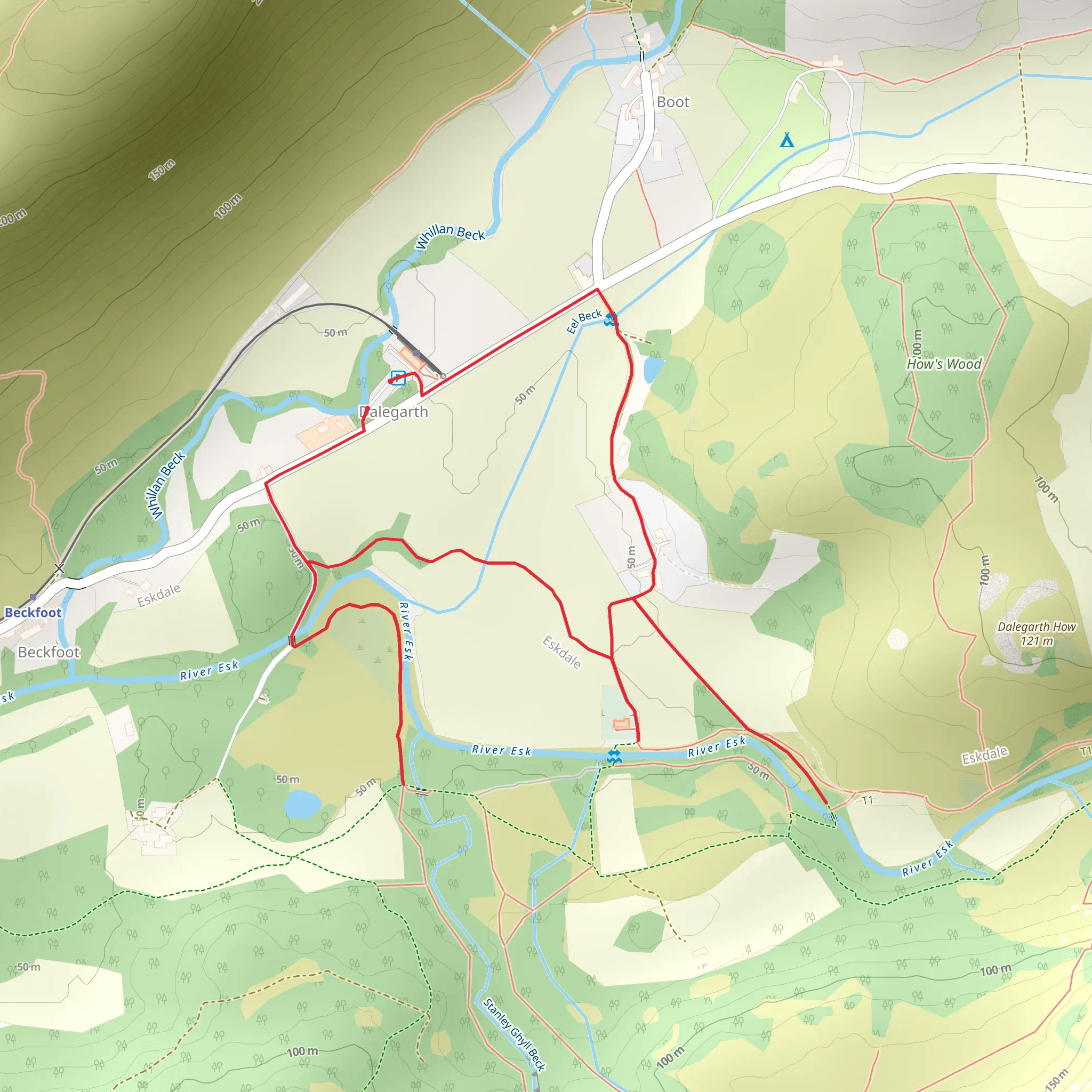 Dalegarth to St Catherine's Church - Eskdale mobile static map