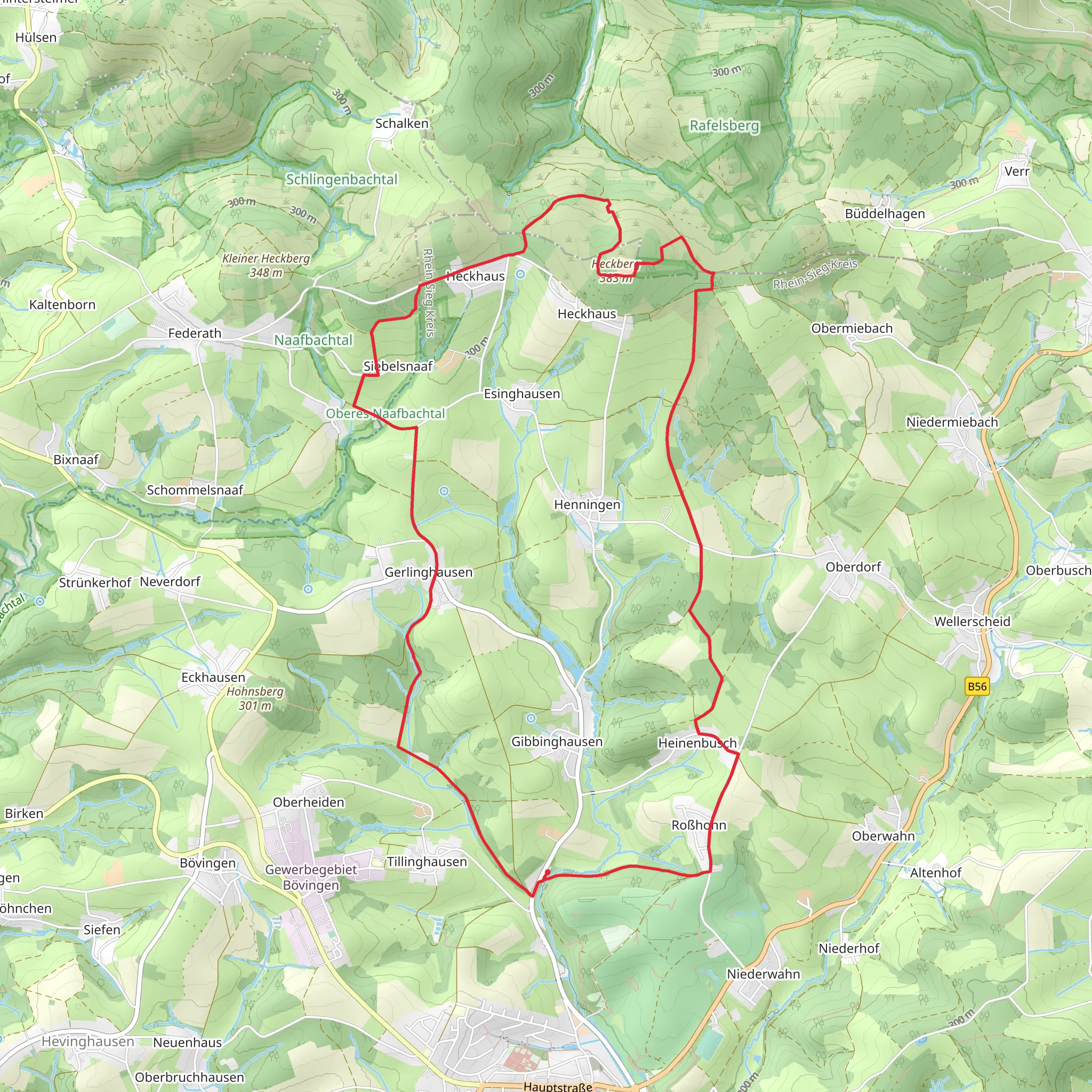 Heckberg via Much Walmwiese Rundweg mobile static map