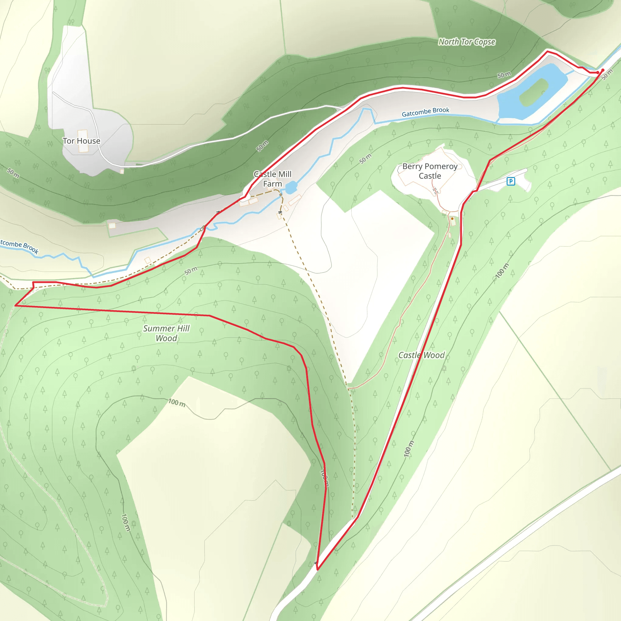 Berry Pomeroy Castle Loop mobile static map