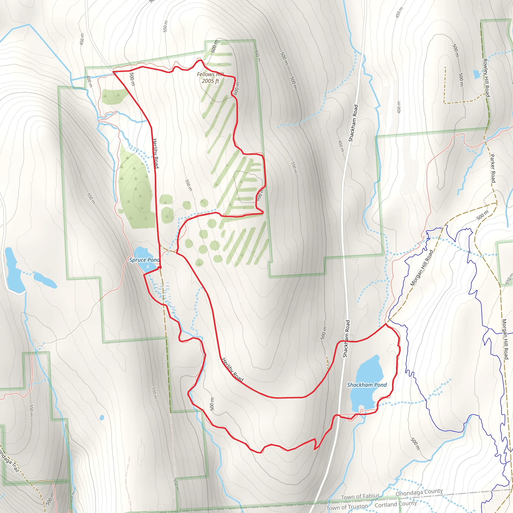 Shackham Pond and Fellows Hill Loop mobile static map