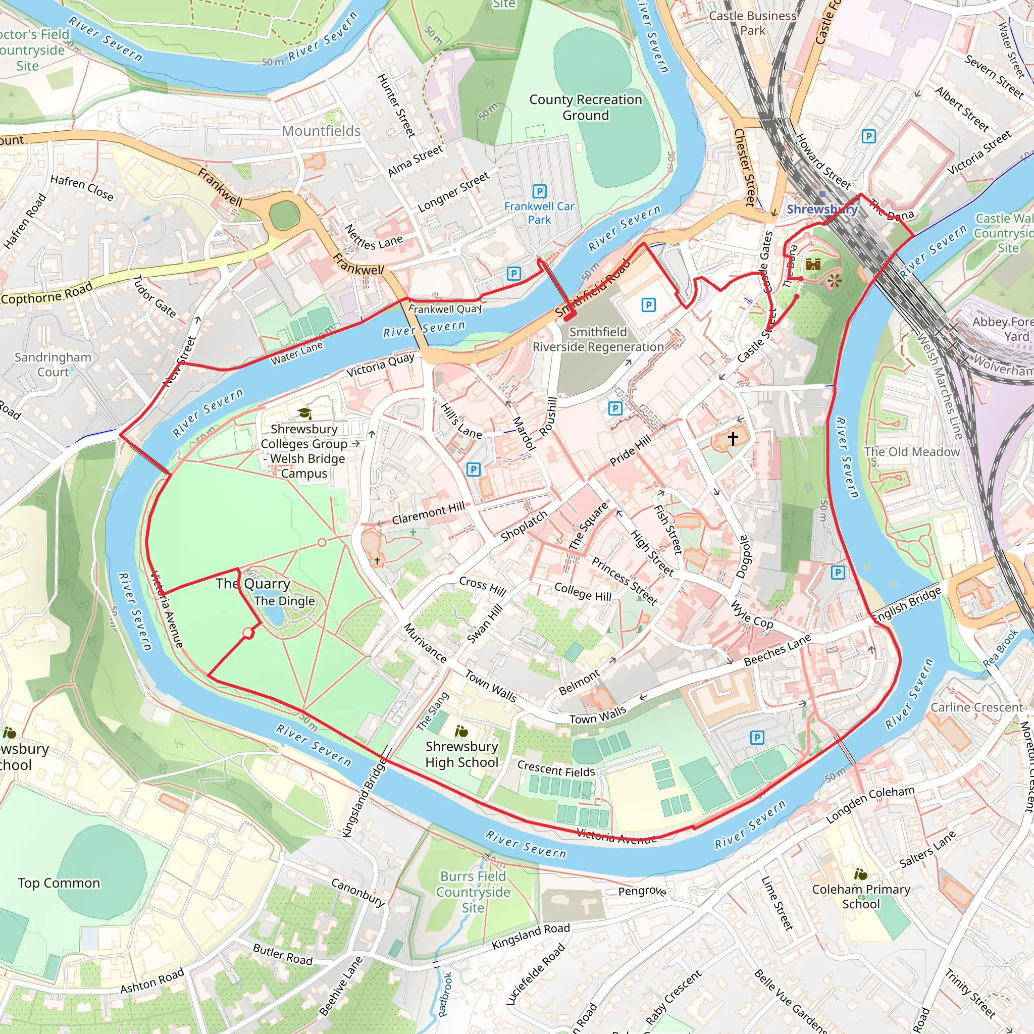 Shrewsbury River Loop Walk mobile static map