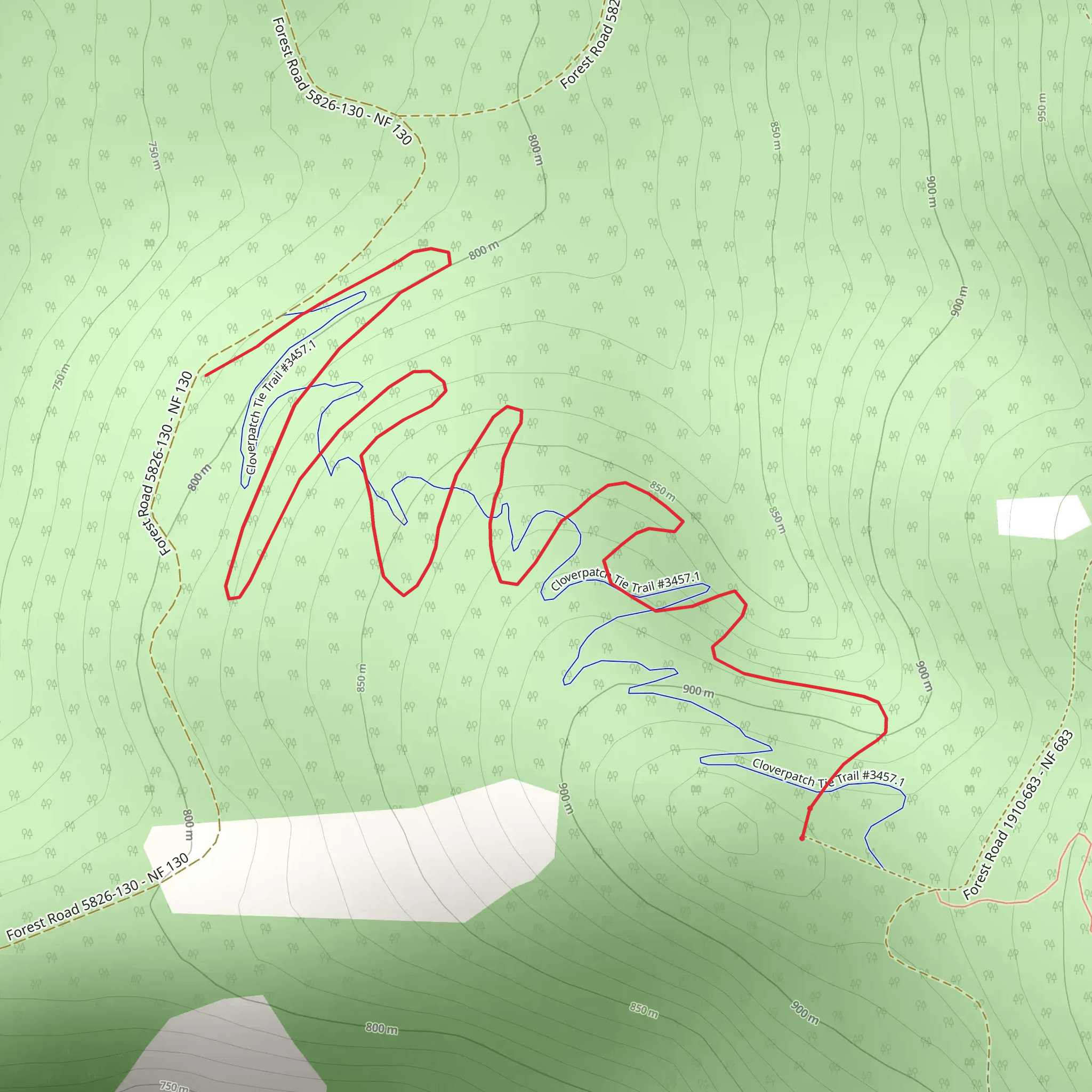 Cloverpatch Tie Trail mobile static map