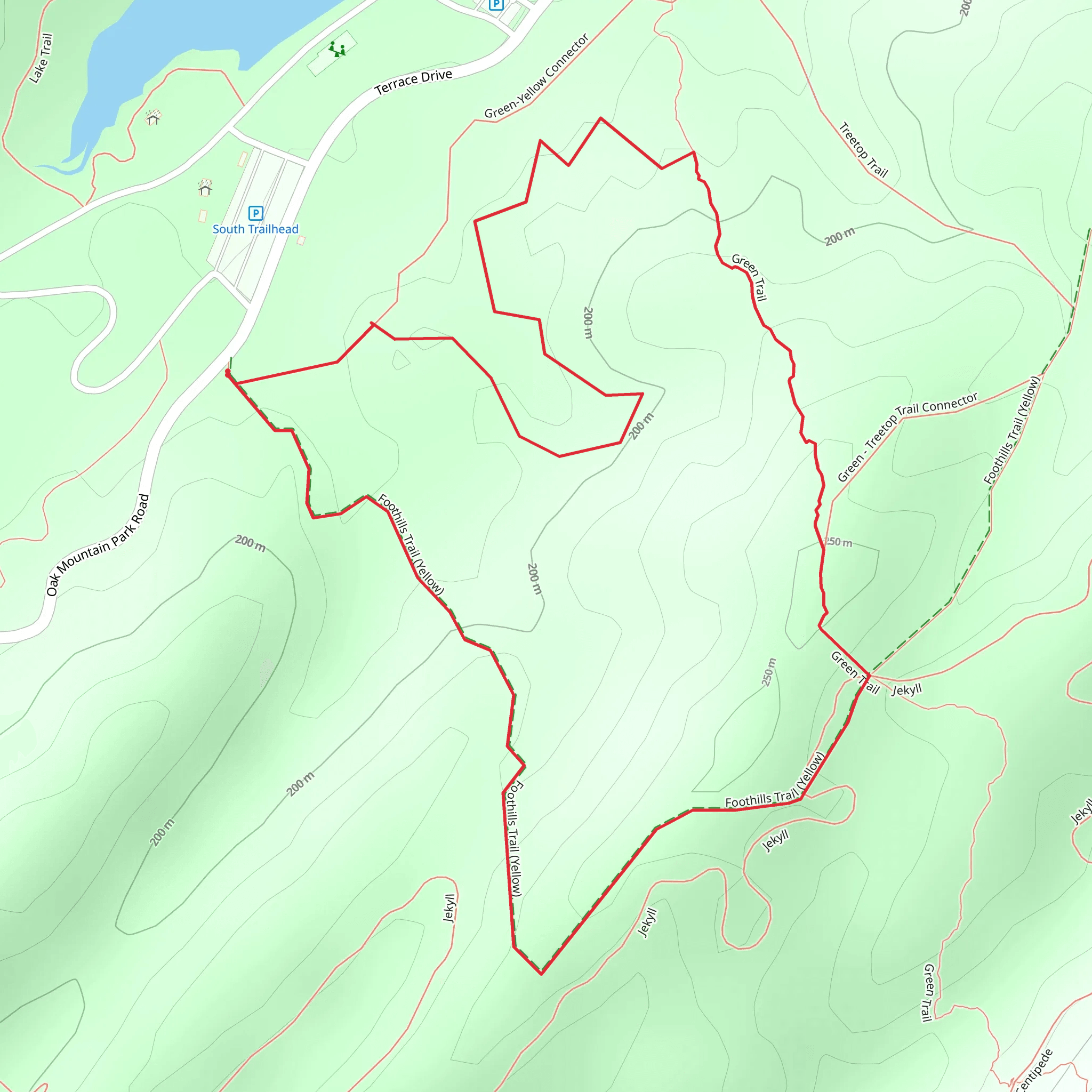 Foothills Trail - Yellow and Green Loop Trail mobile static map