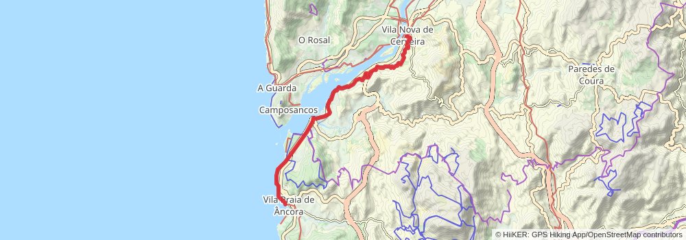 Camino Portugues da Costa stage 24 Map